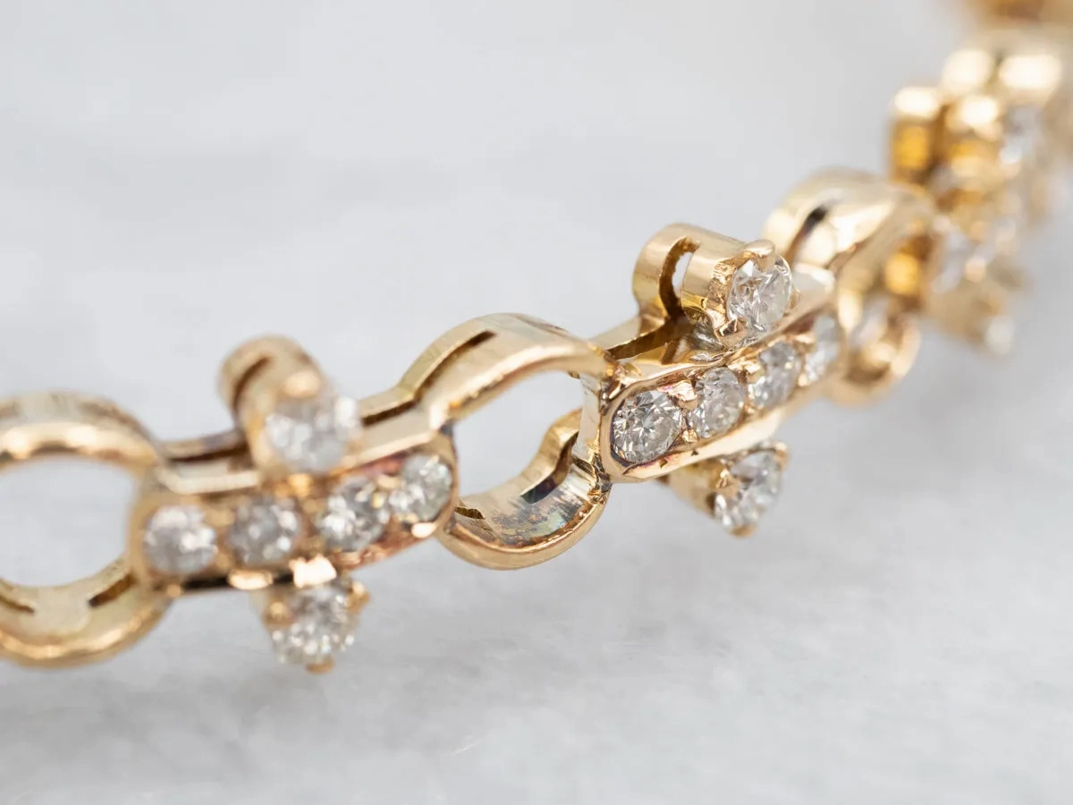Elegant Yellow Gold Diamond Hinged Bangle Bracelet
