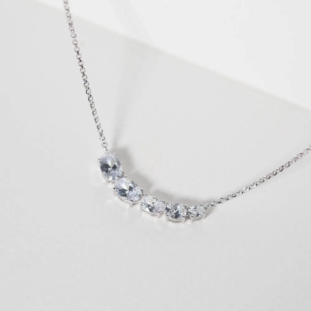 Ellisse Cinque Silver Necklace w. Zirconias