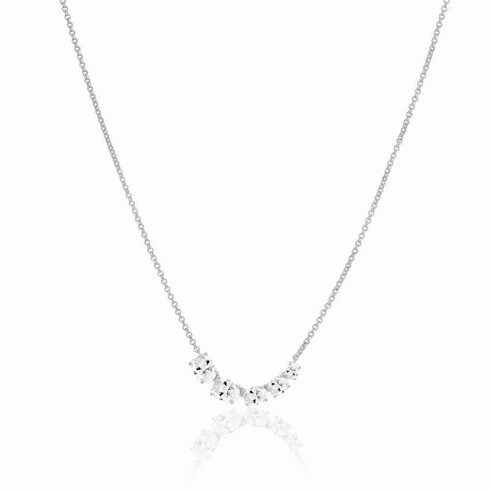 Ellisse Cinque Silver Necklace w. Zirconias