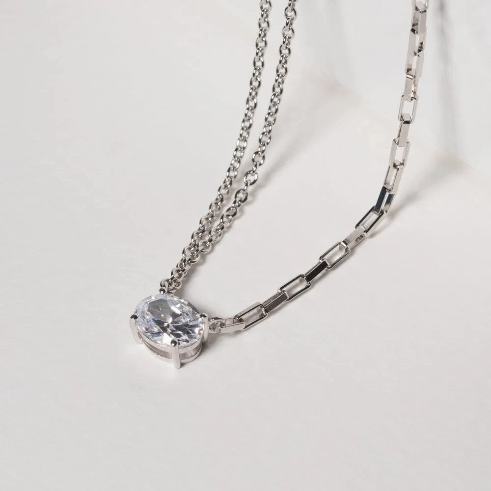 Ellisse Uno Silver Necklace w. Zirconia