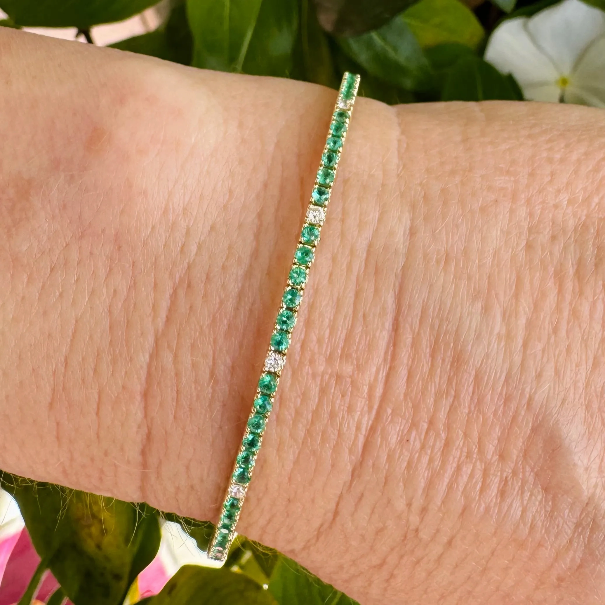 Emerald &amp; Diamond Flexi Bangle