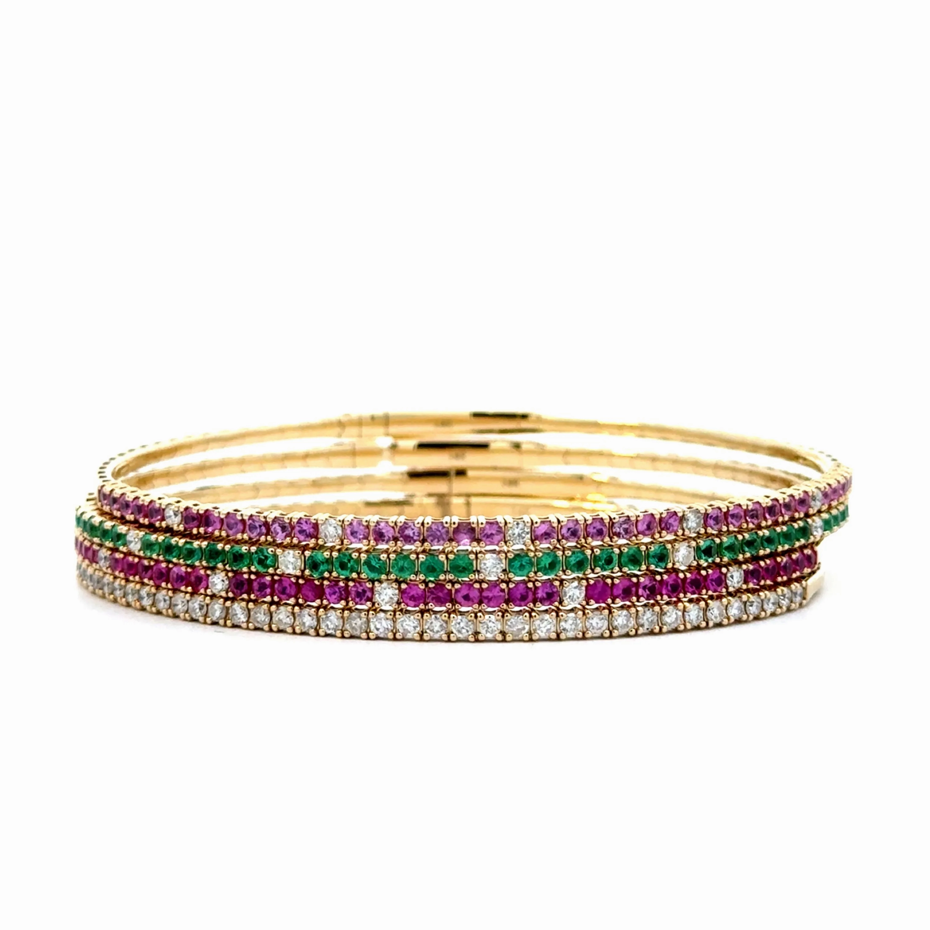 Emerald &amp; Diamond Flexi Bangle