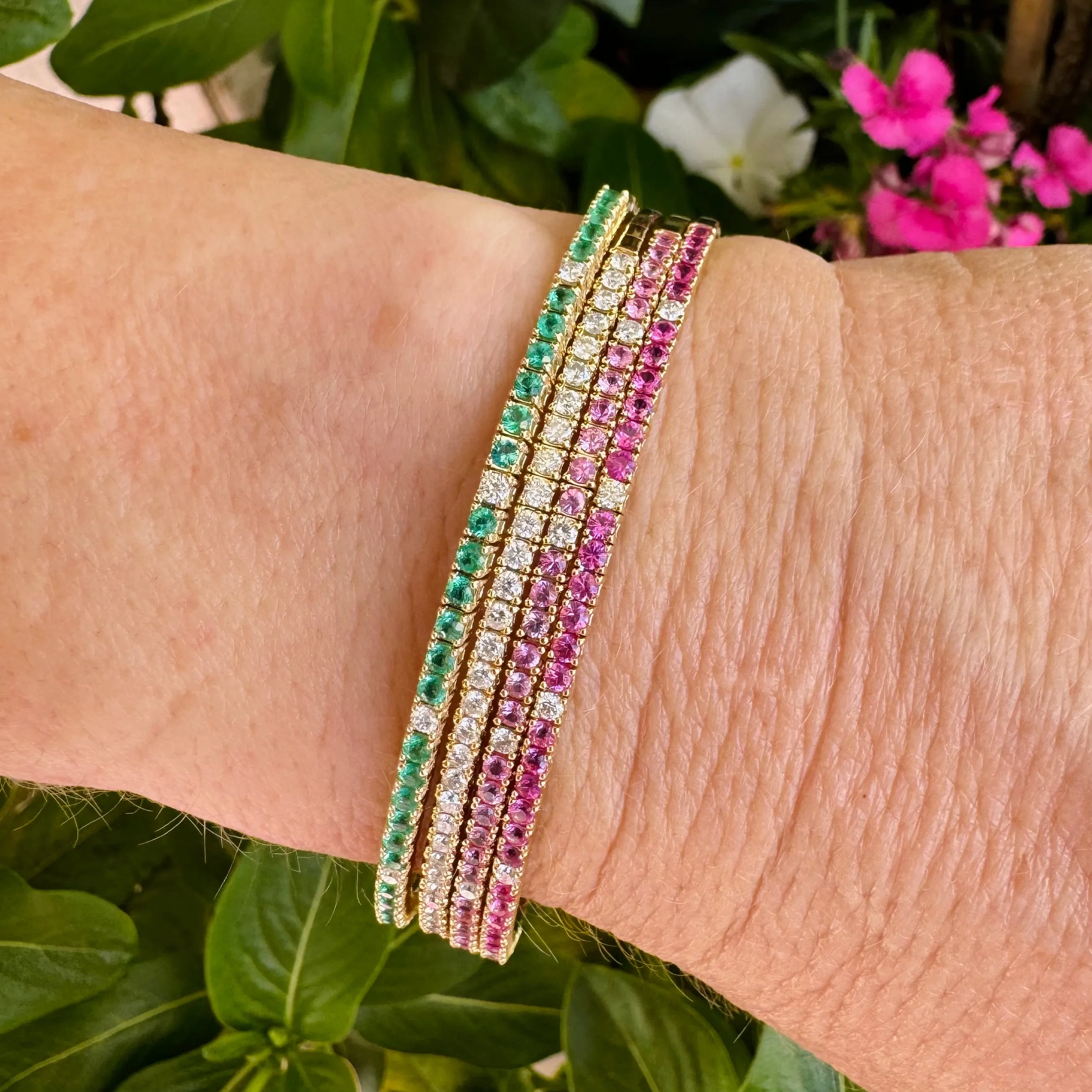Emerald &amp; Diamond Flexi Bangle