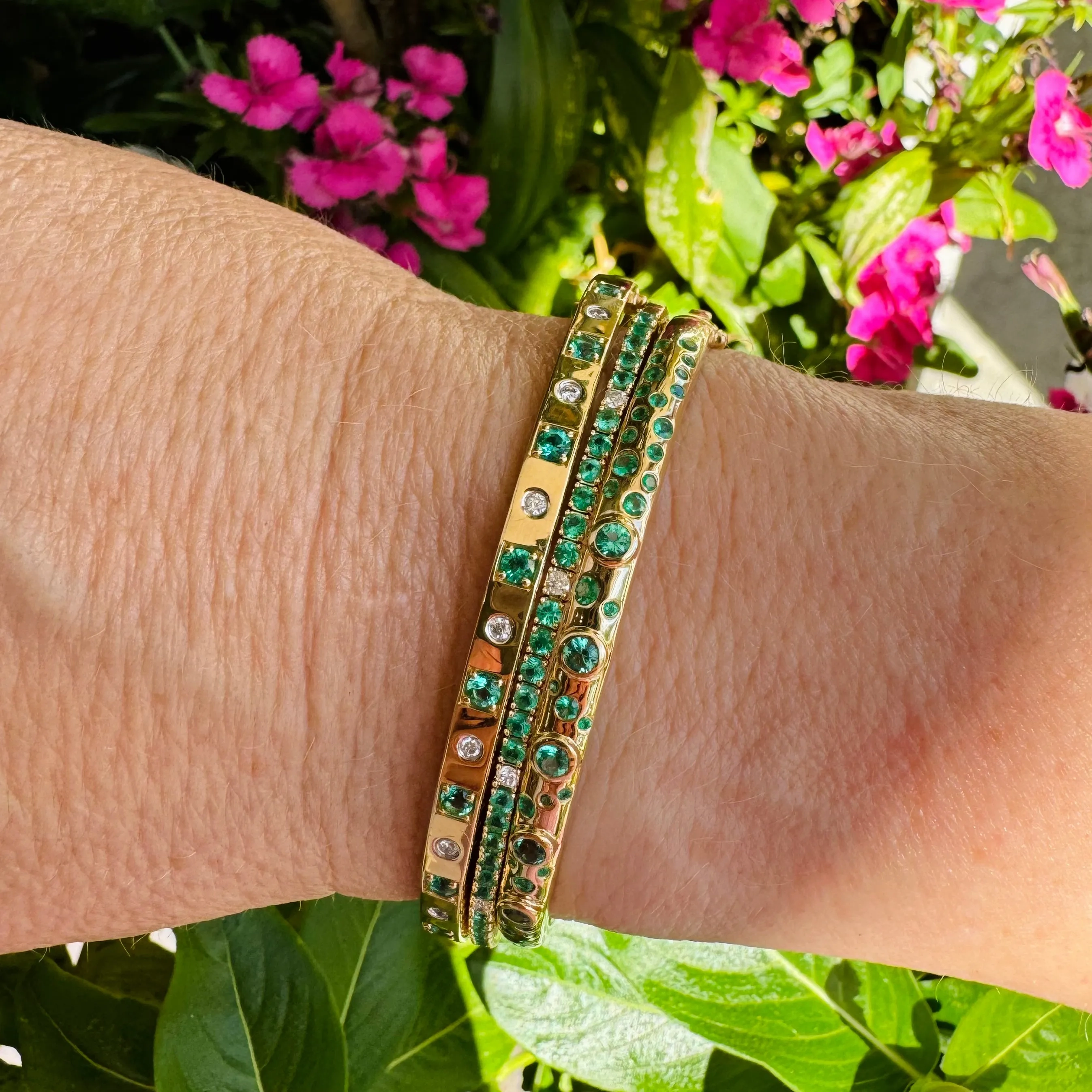 Emerald &amp; Diamond Flexi Bangle