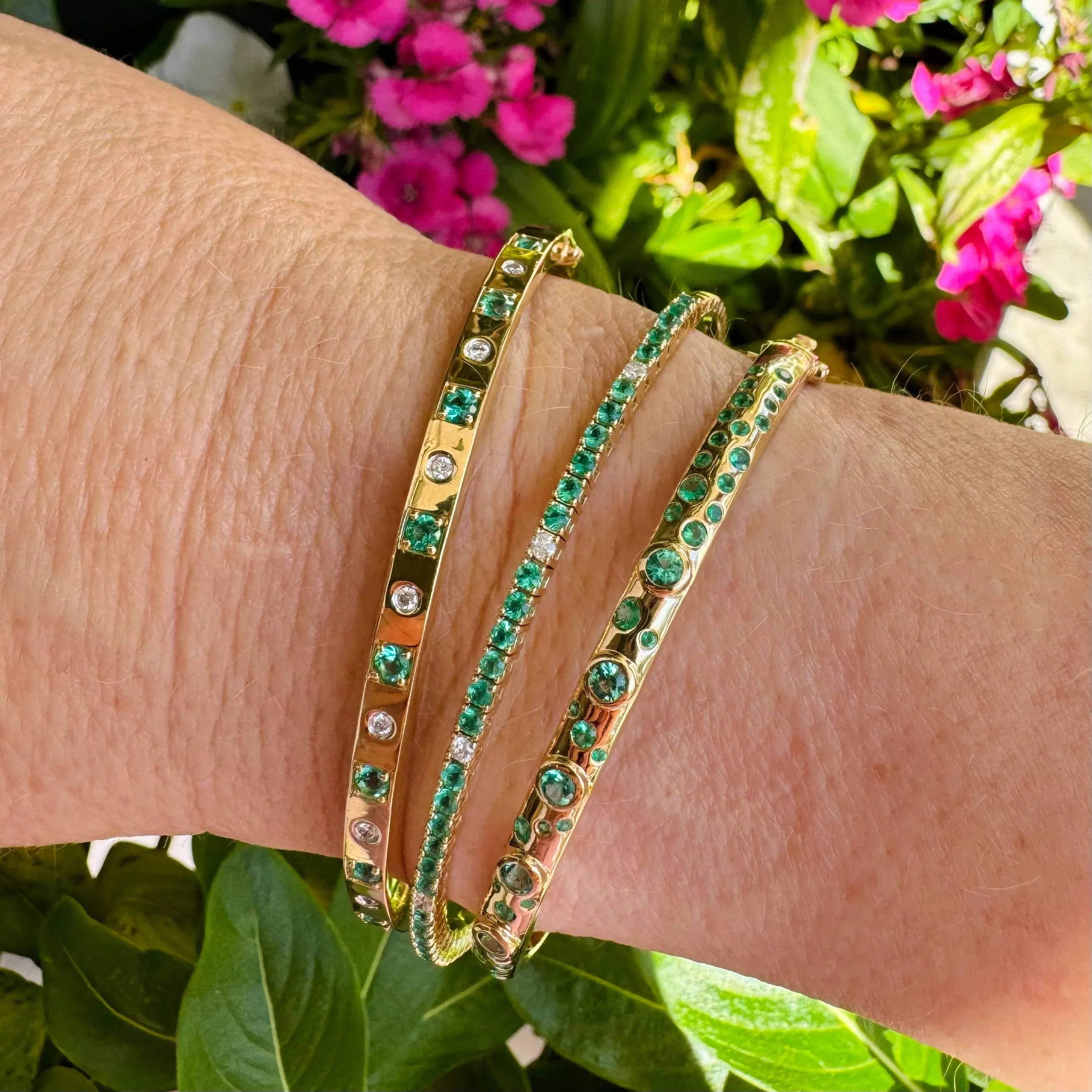 Emerald &amp; Diamond Flexi Bangle