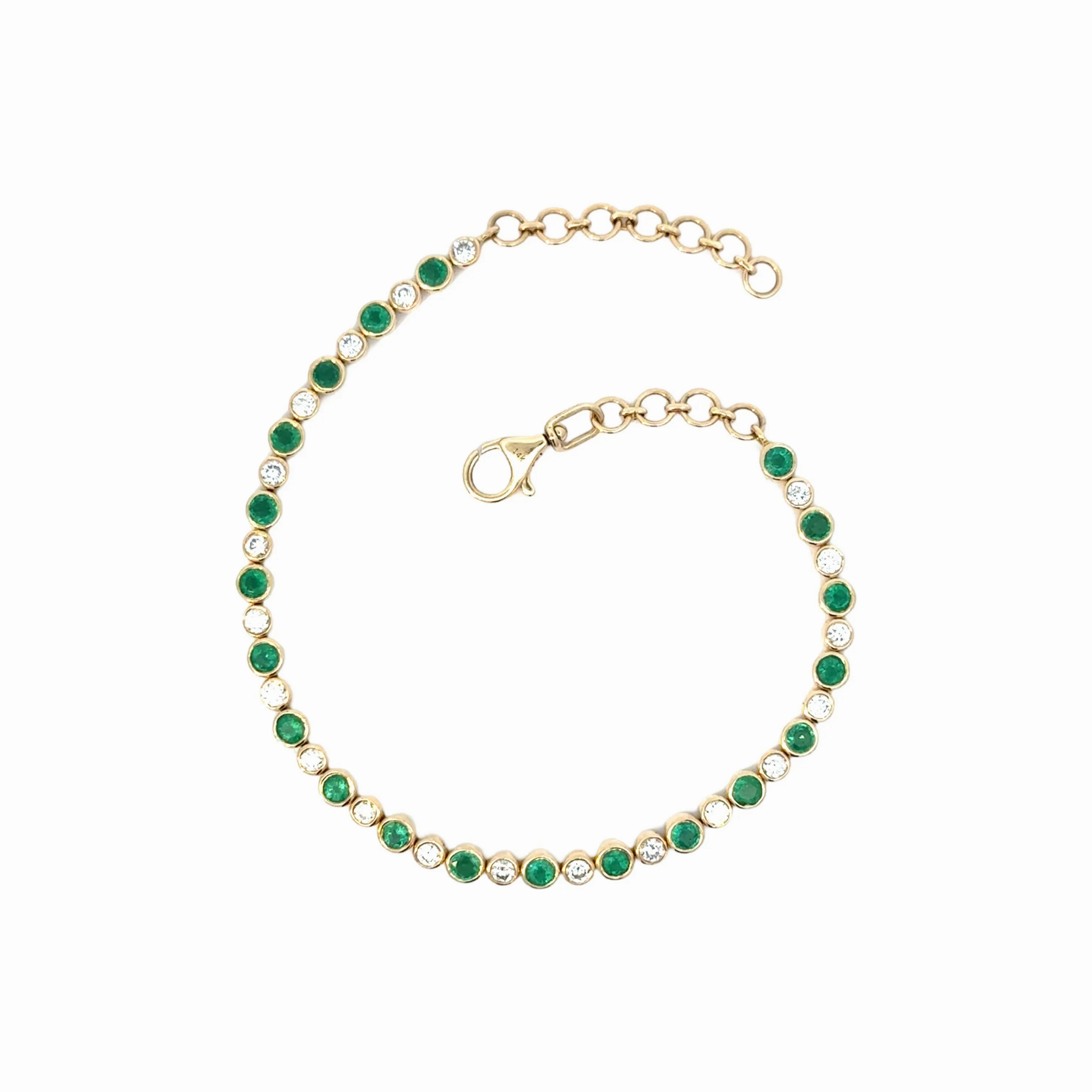Emerald &amp; Diamond Tennis Bracelet