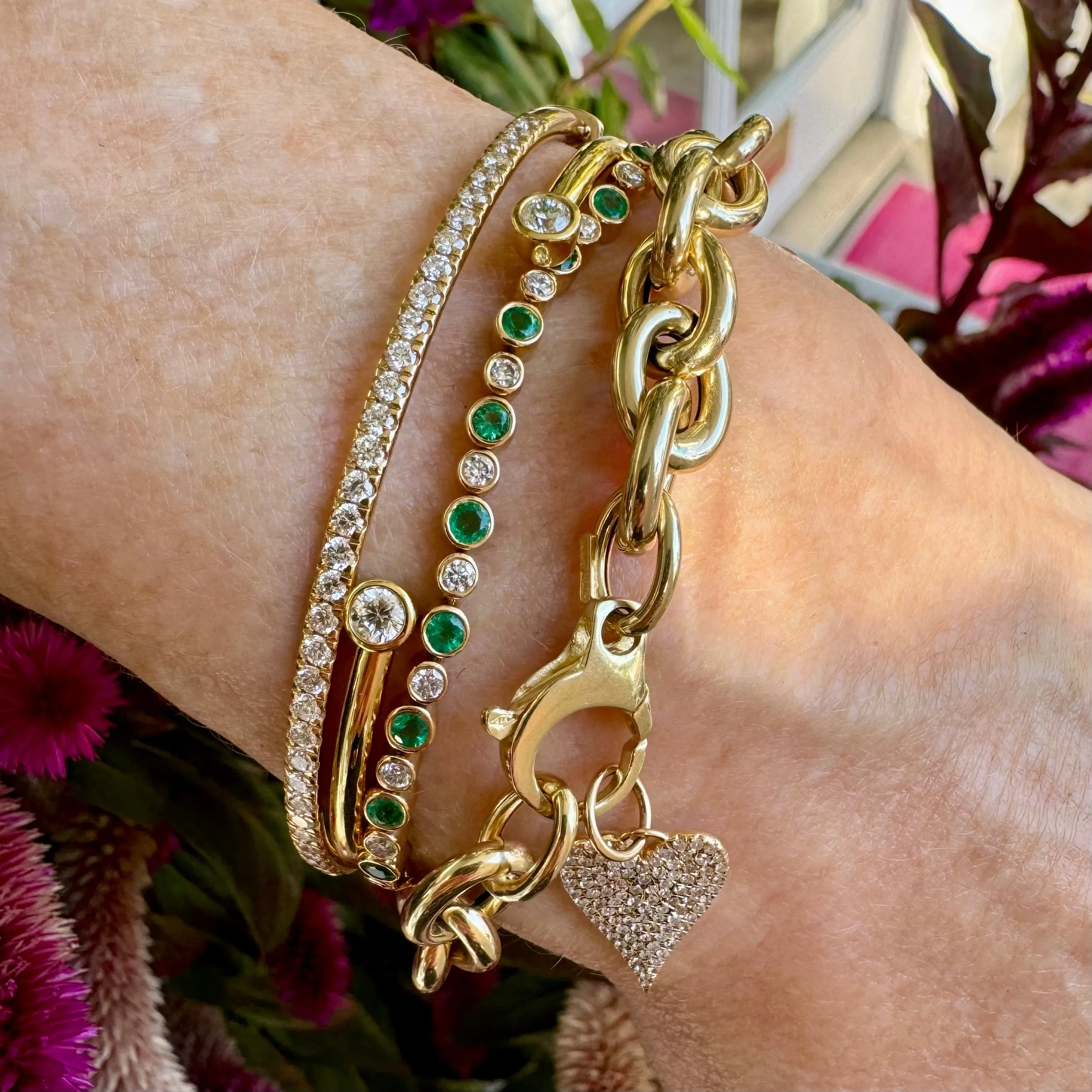 Emerald &amp; Diamond Tennis Bracelet