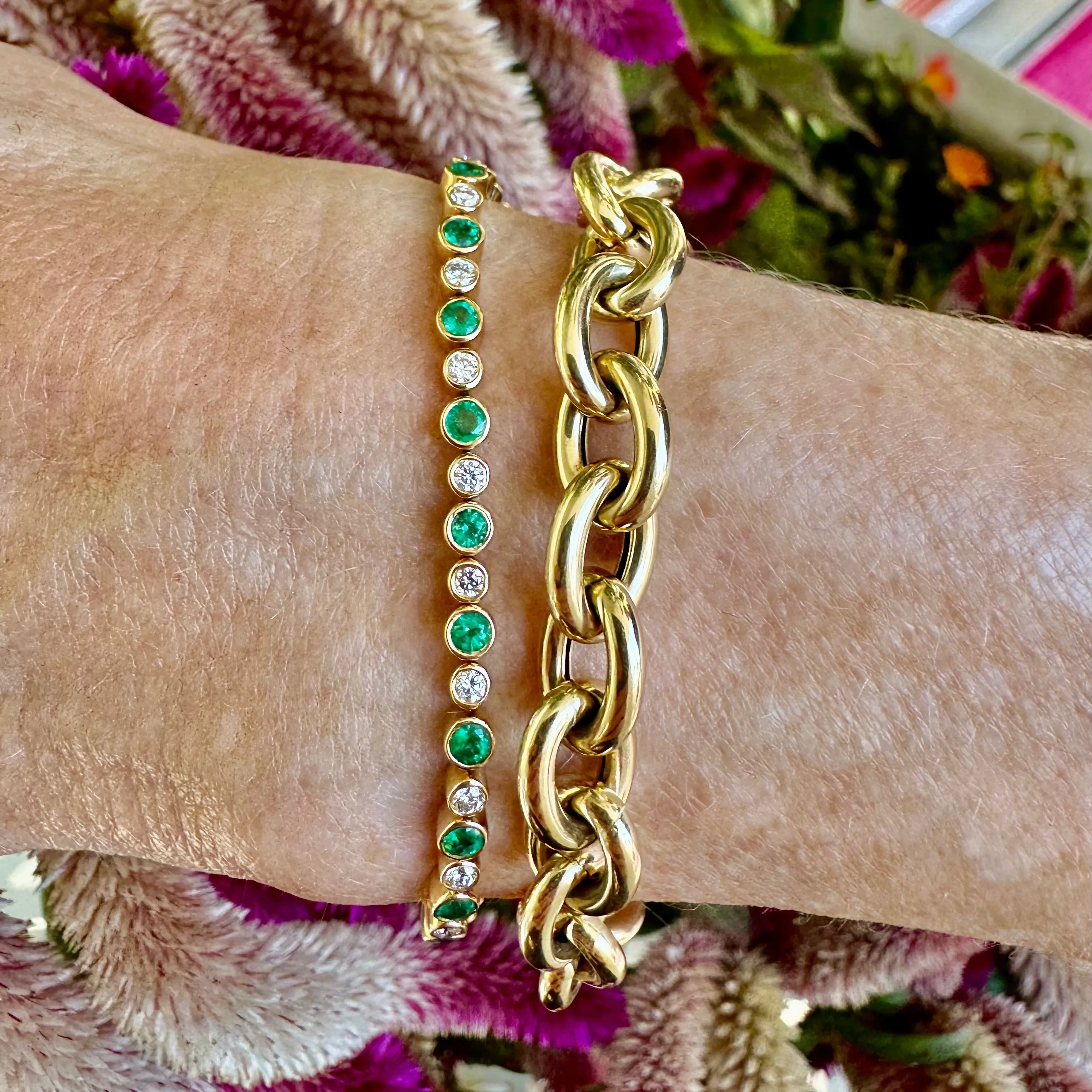 Emerald &amp; Diamond Tennis Bracelet