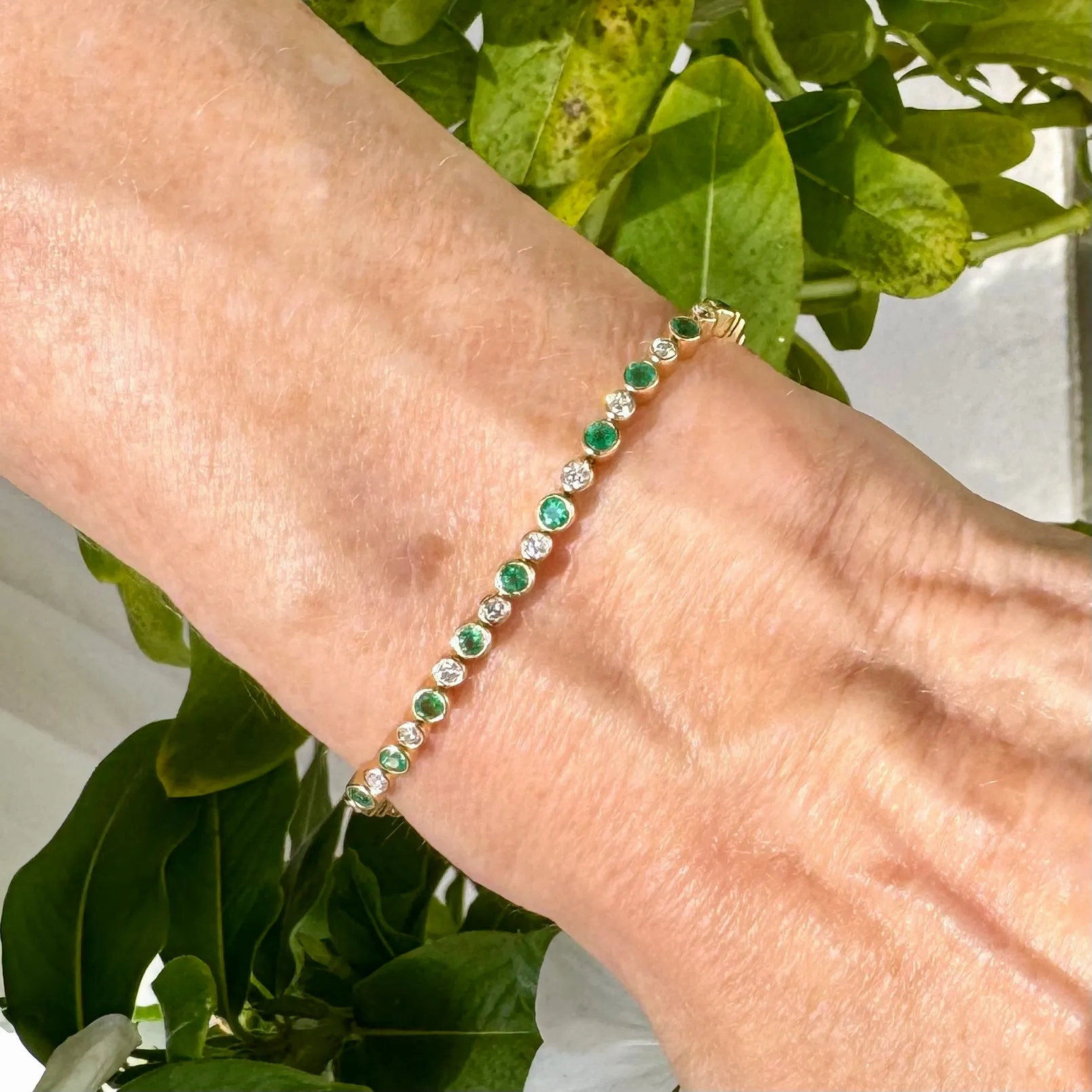 Emerald &amp; Diamond Tennis Bracelet