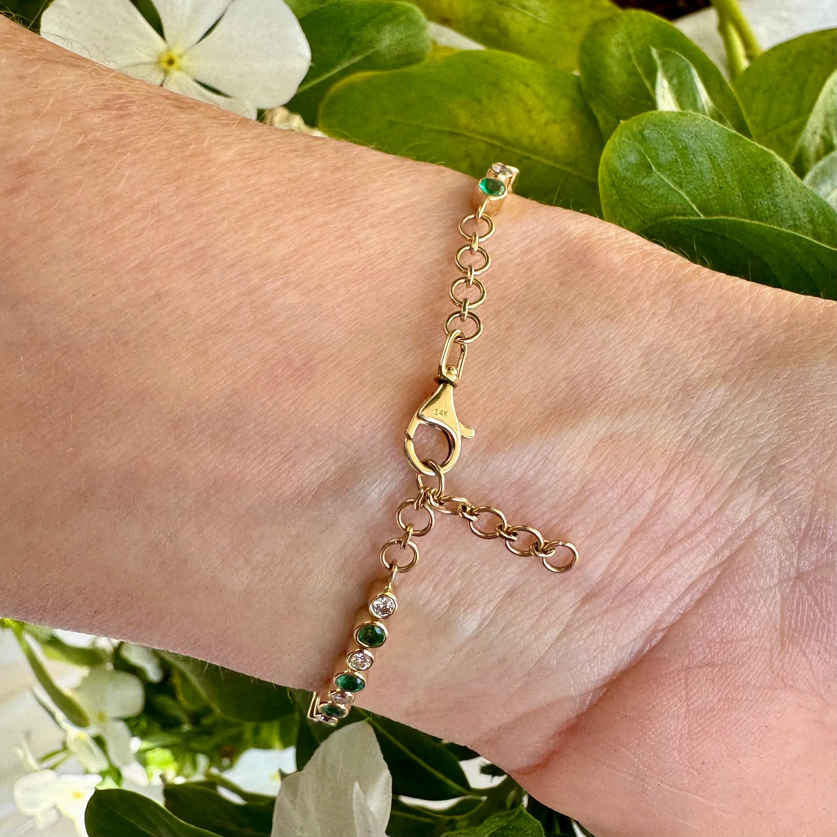 Emerald &amp; Diamond Tennis Bracelet