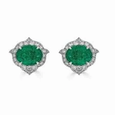 Emerald &amp; Halo Earrings