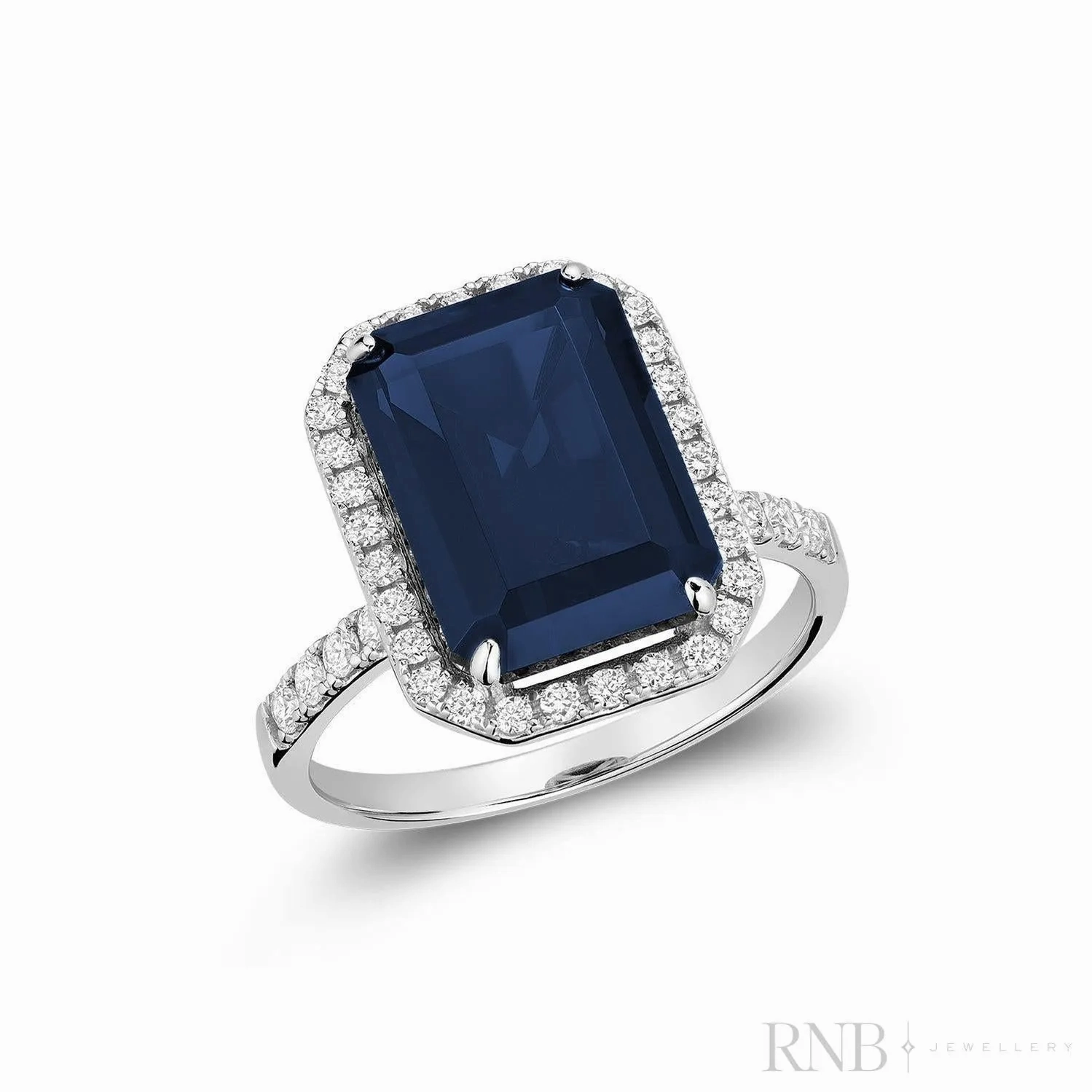 Emerald Cut Gemstone &amp; Diamond Ring
