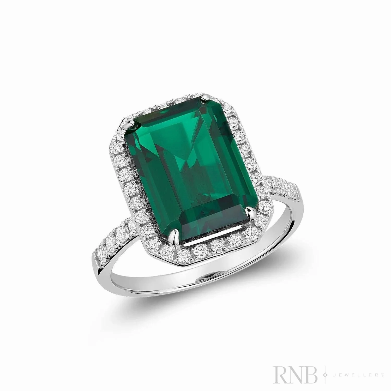 Emerald Cut Gemstone &amp; Diamond Ring