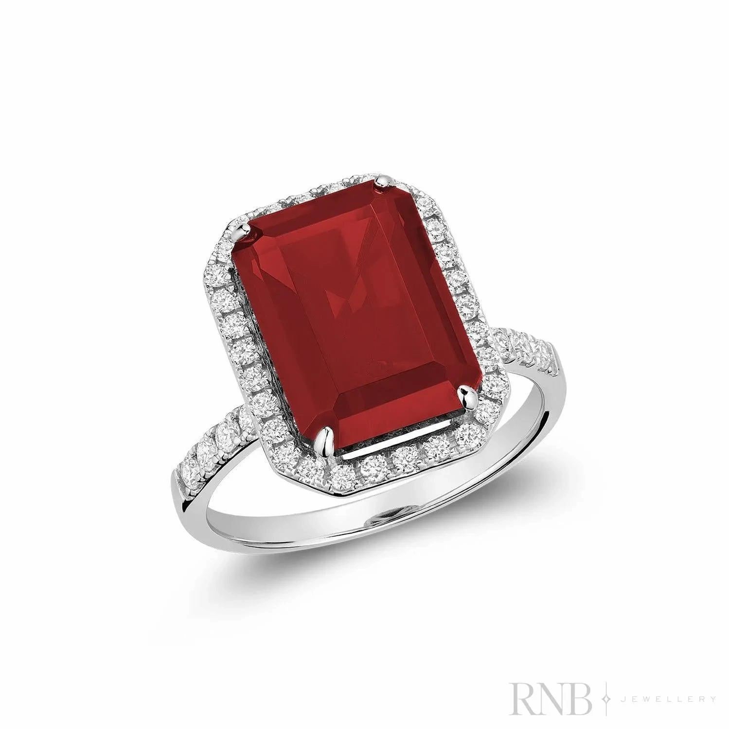 Emerald Cut Gemstone &amp; Diamond Ring