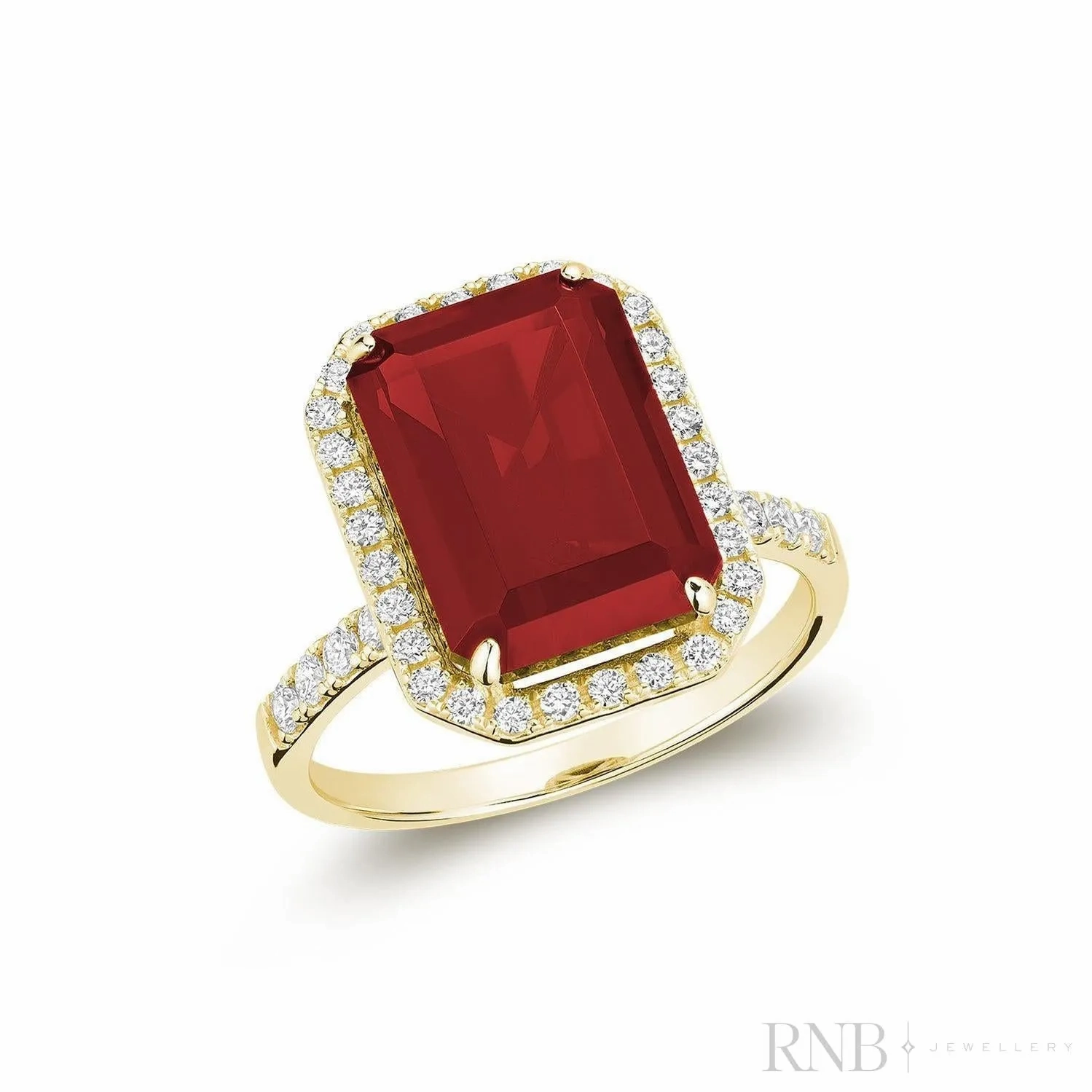 Emerald Cut Gemstone &amp; Diamond Ring