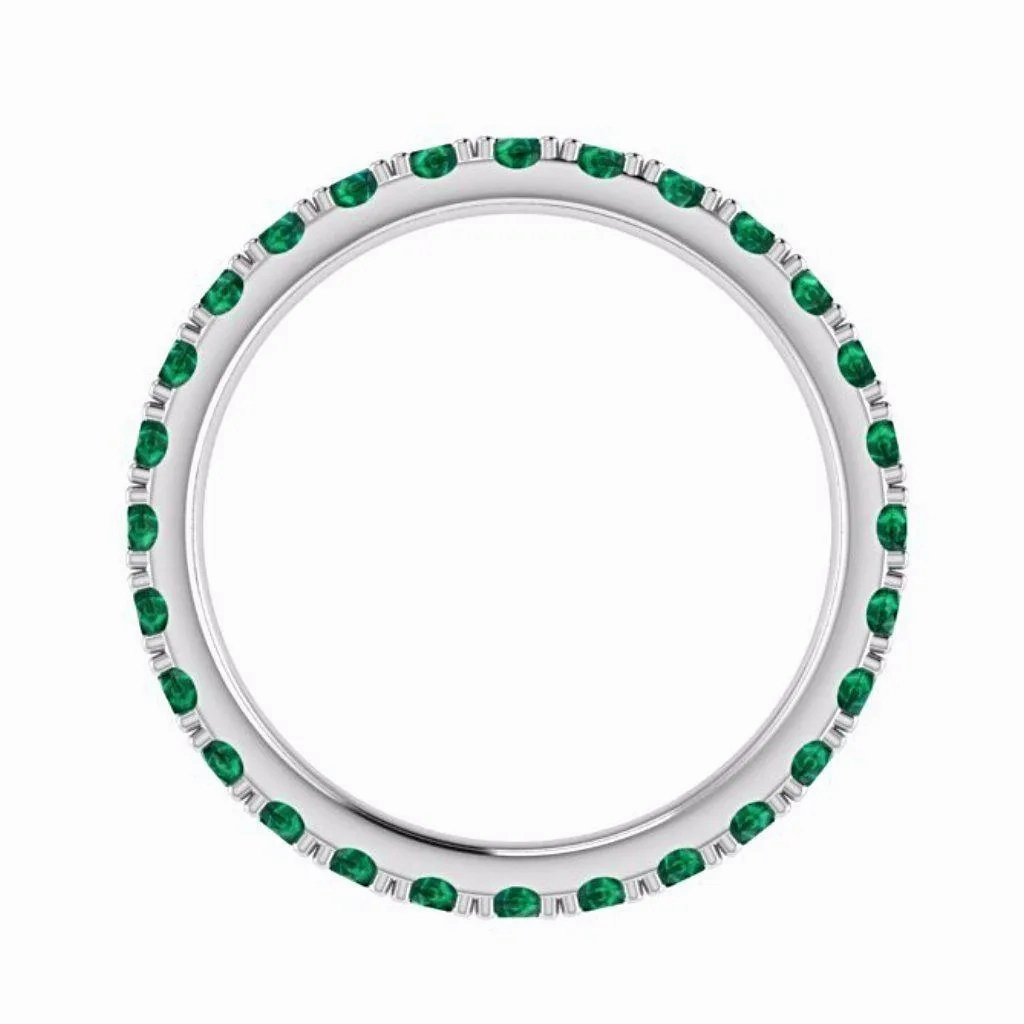 Emerald Eternity Band 14K White Gold