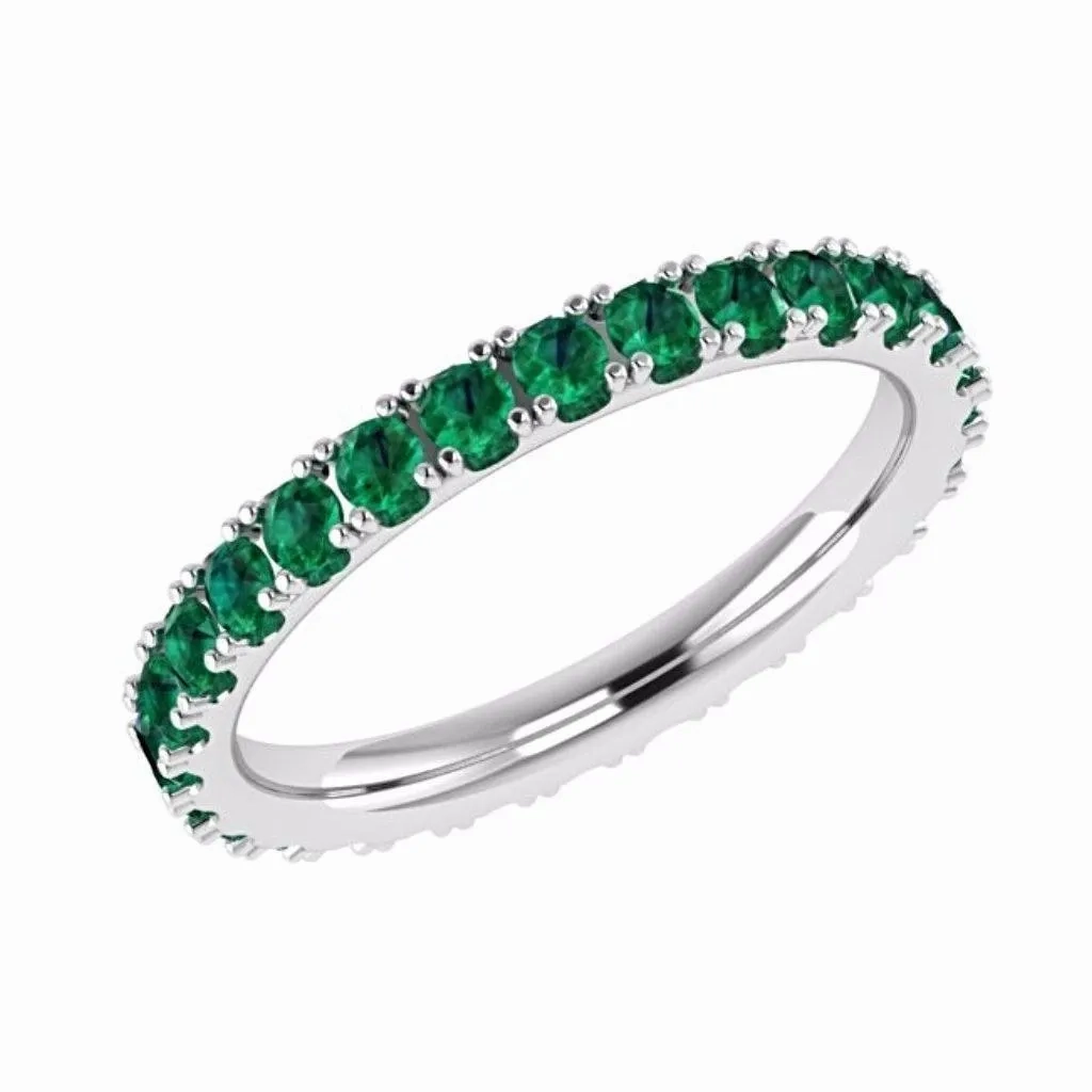 Emerald Eternity Band 14K White Gold