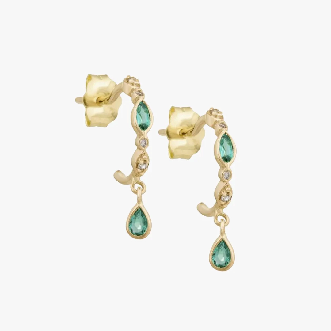 Emeralds and Diamond Hoop Earrings