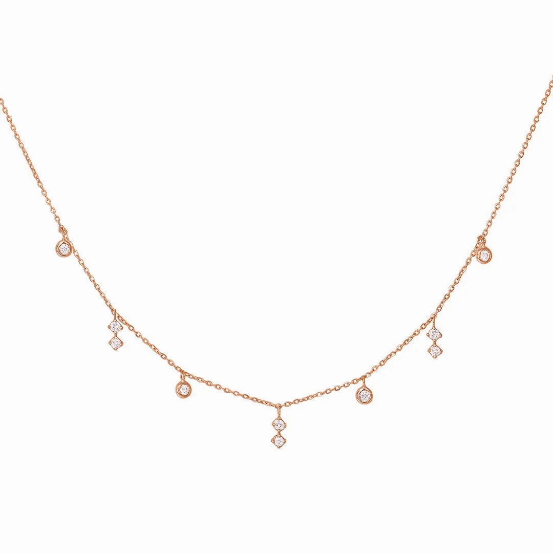 Enchanting 18K Rose Gold Necklace w. Diamonds