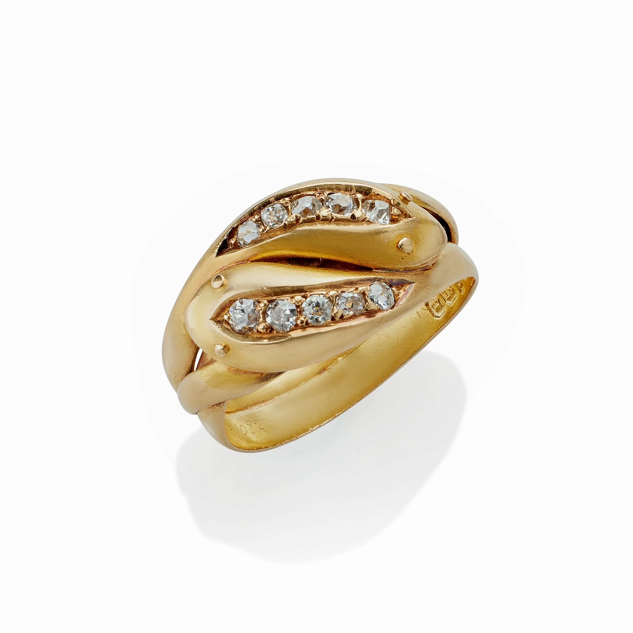 English Diamond Double Snake Ring