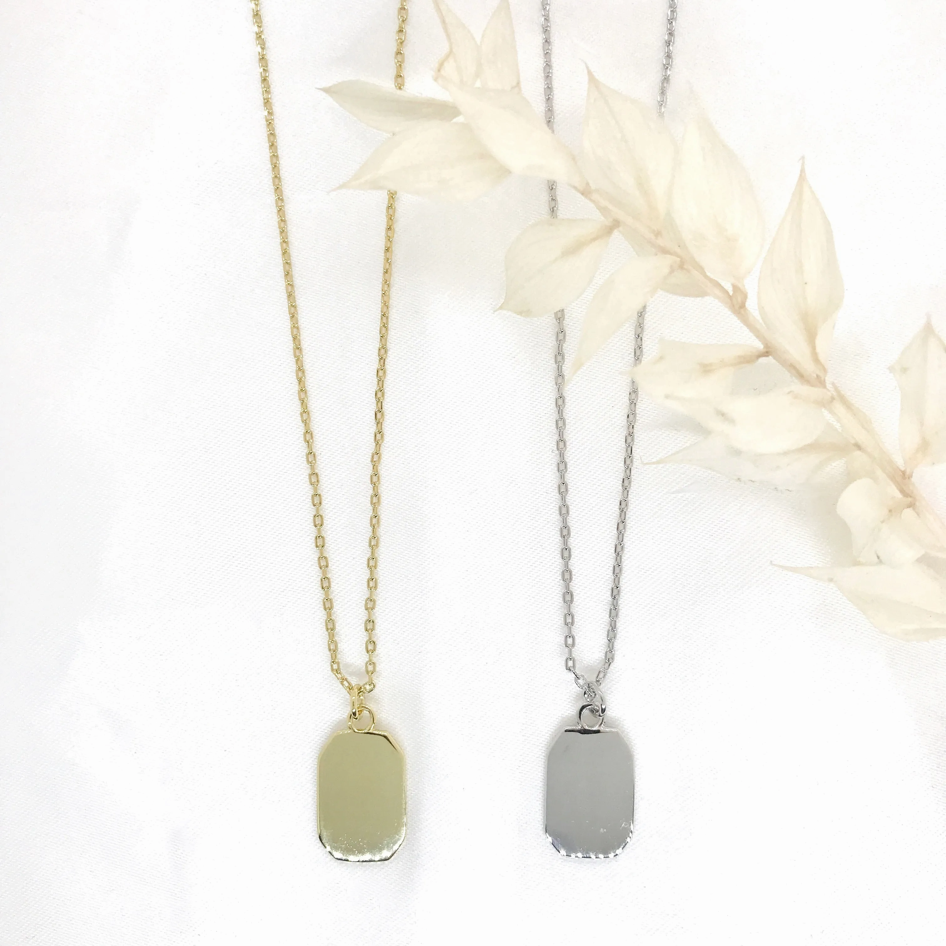 Engravable- 18k/925 Vermeil Tag Necklace