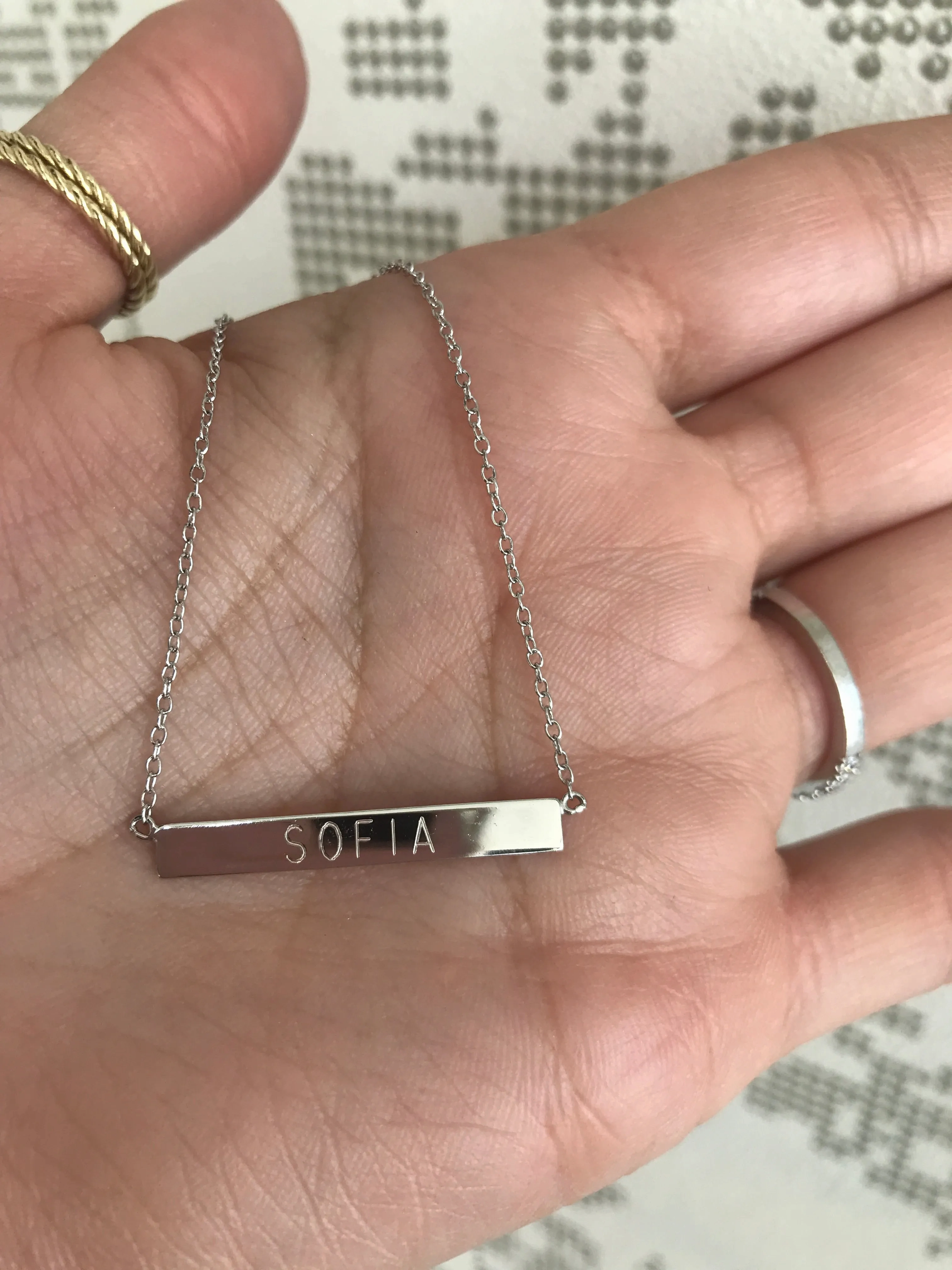 Engravable - 925/18k Vermeil Bar Necklace