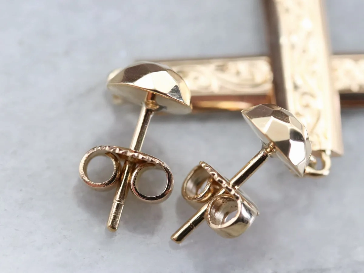 Engraved Gold Drop Earrings