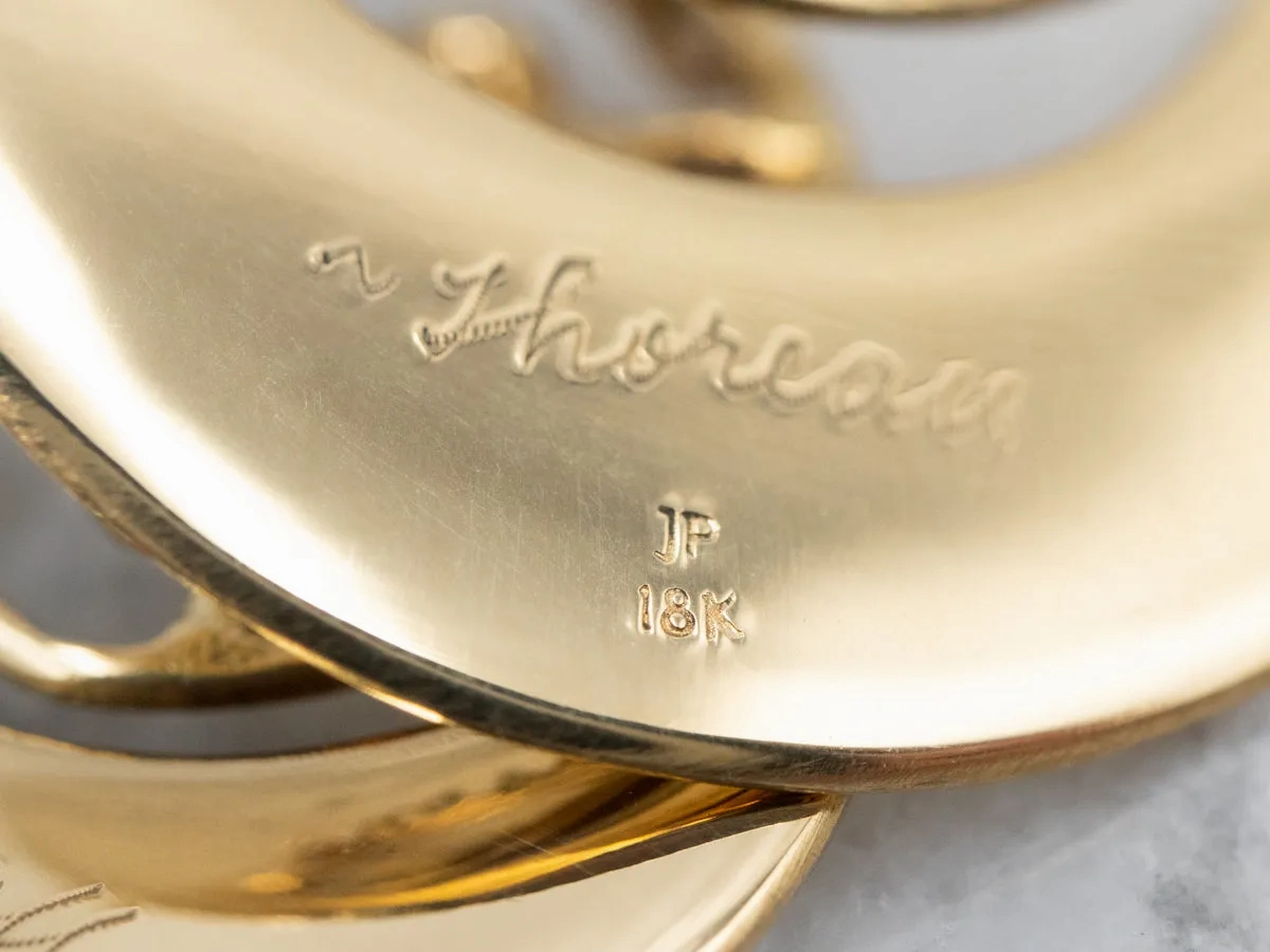 Engraved Gold Drop Earrings with Henry David Thoreau Quote