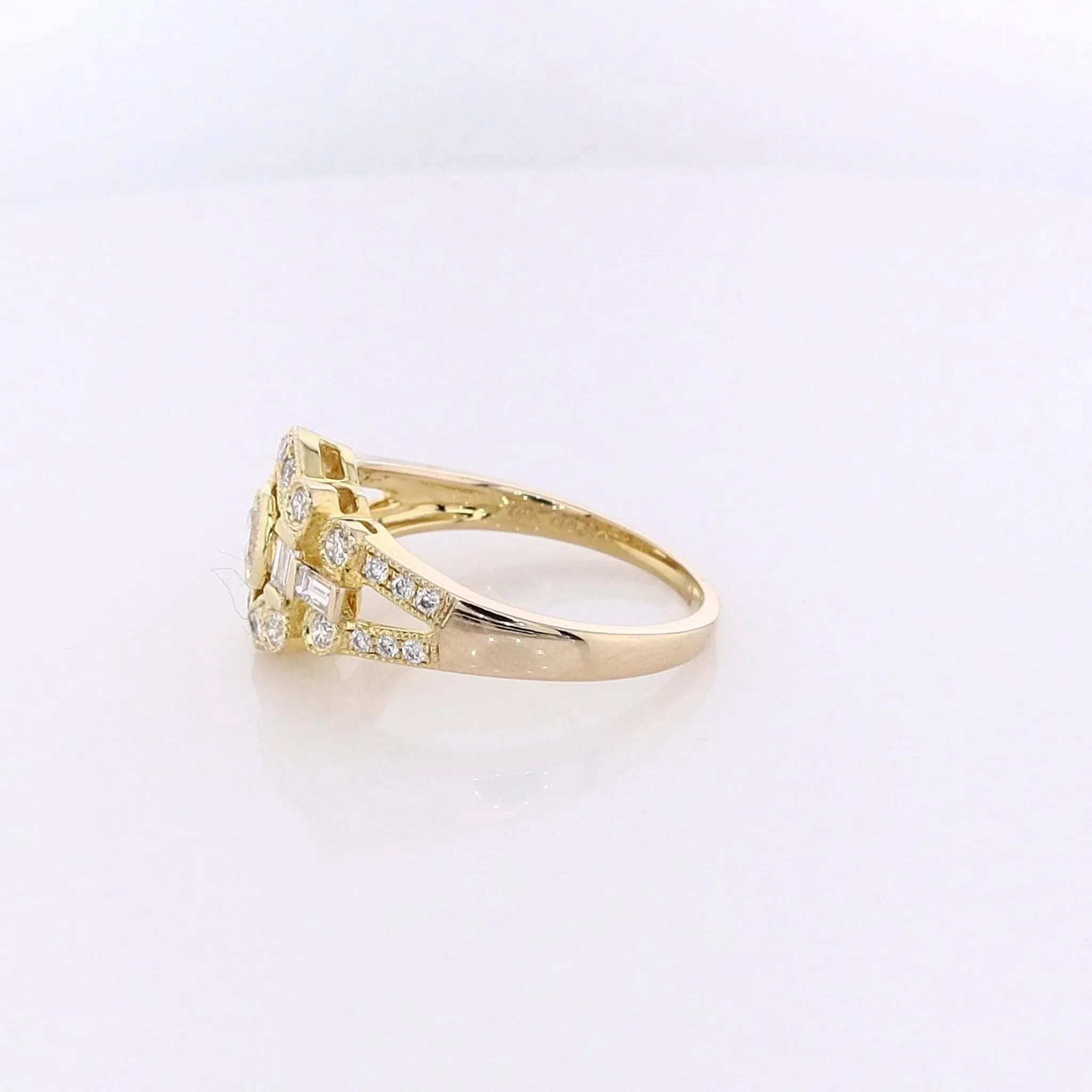 Estate 14 Karat Yellow Gold Bezel Set Diamond Ring