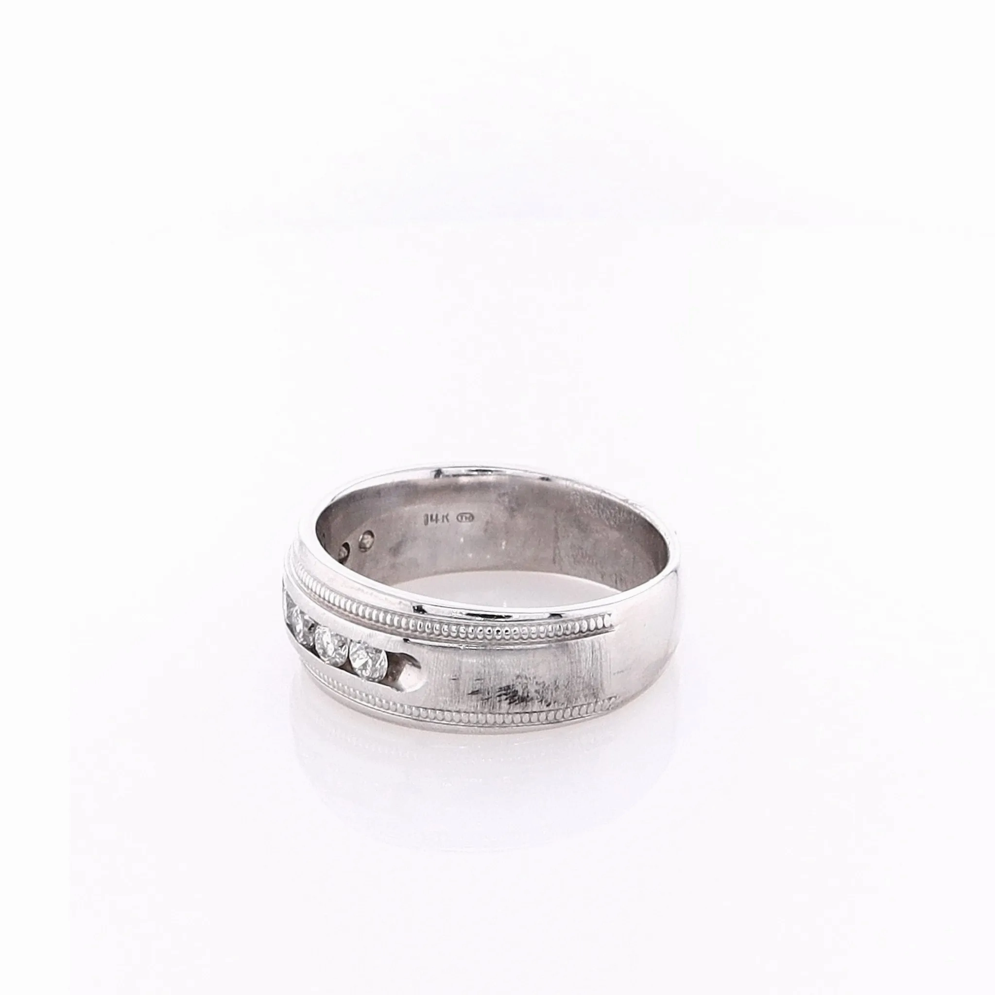 Estate 14k White Gold Satin Center Wedding Band