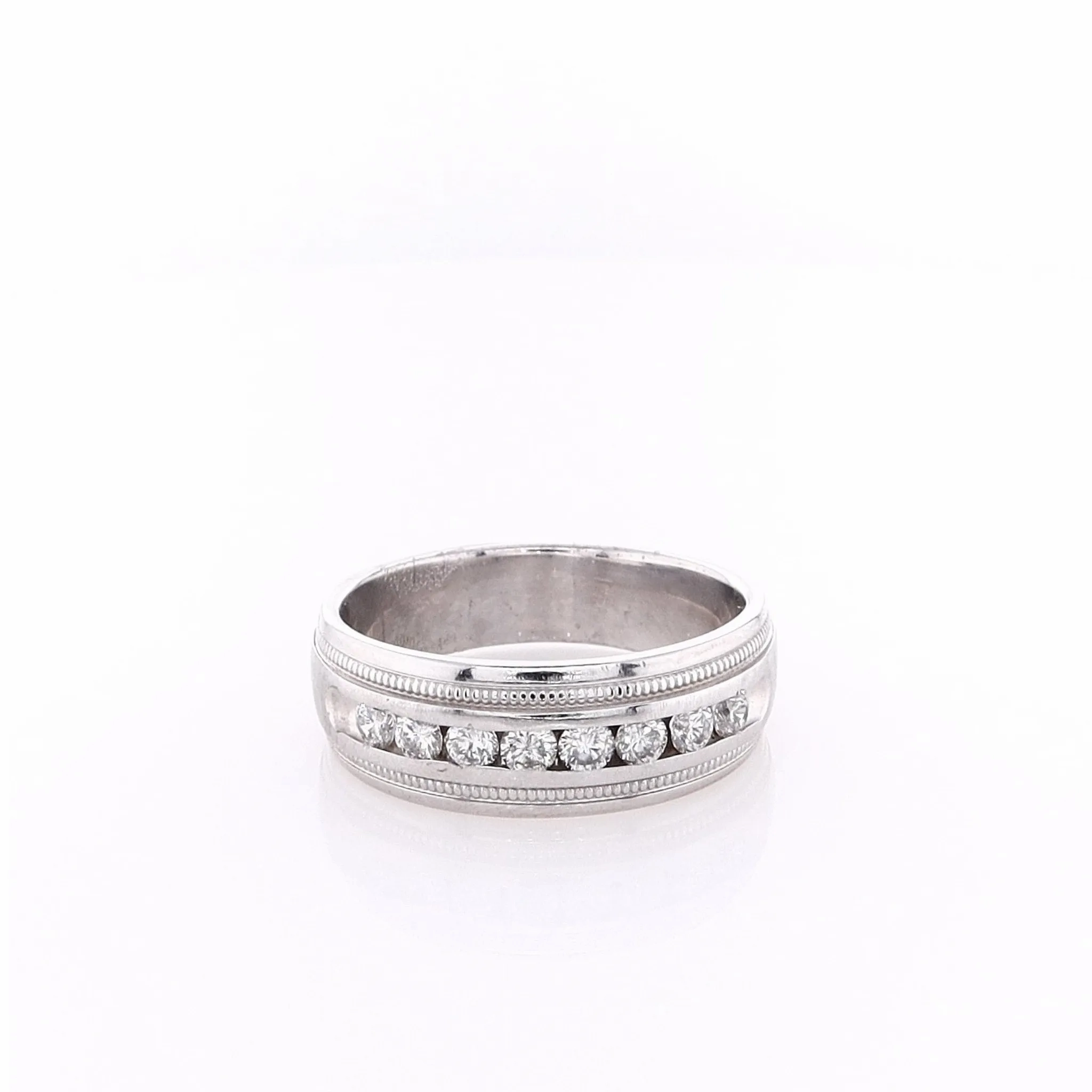 Estate 14k White Gold Satin Center Wedding Band