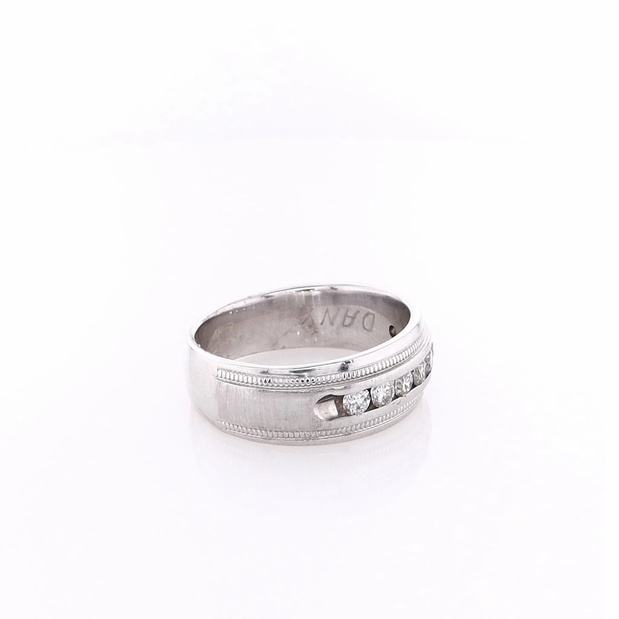 Estate 14k White Gold Satin Center Wedding Band