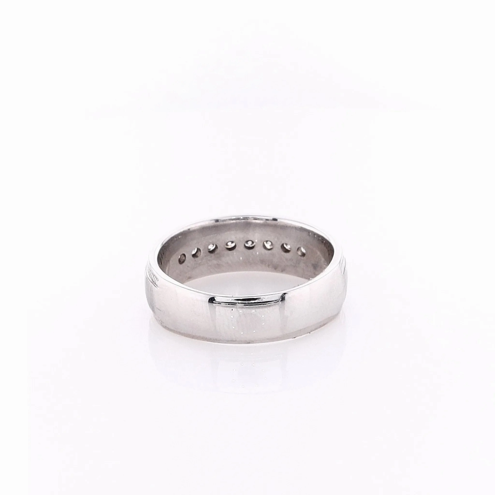 Estate 14k White Gold Satin Center Wedding Band