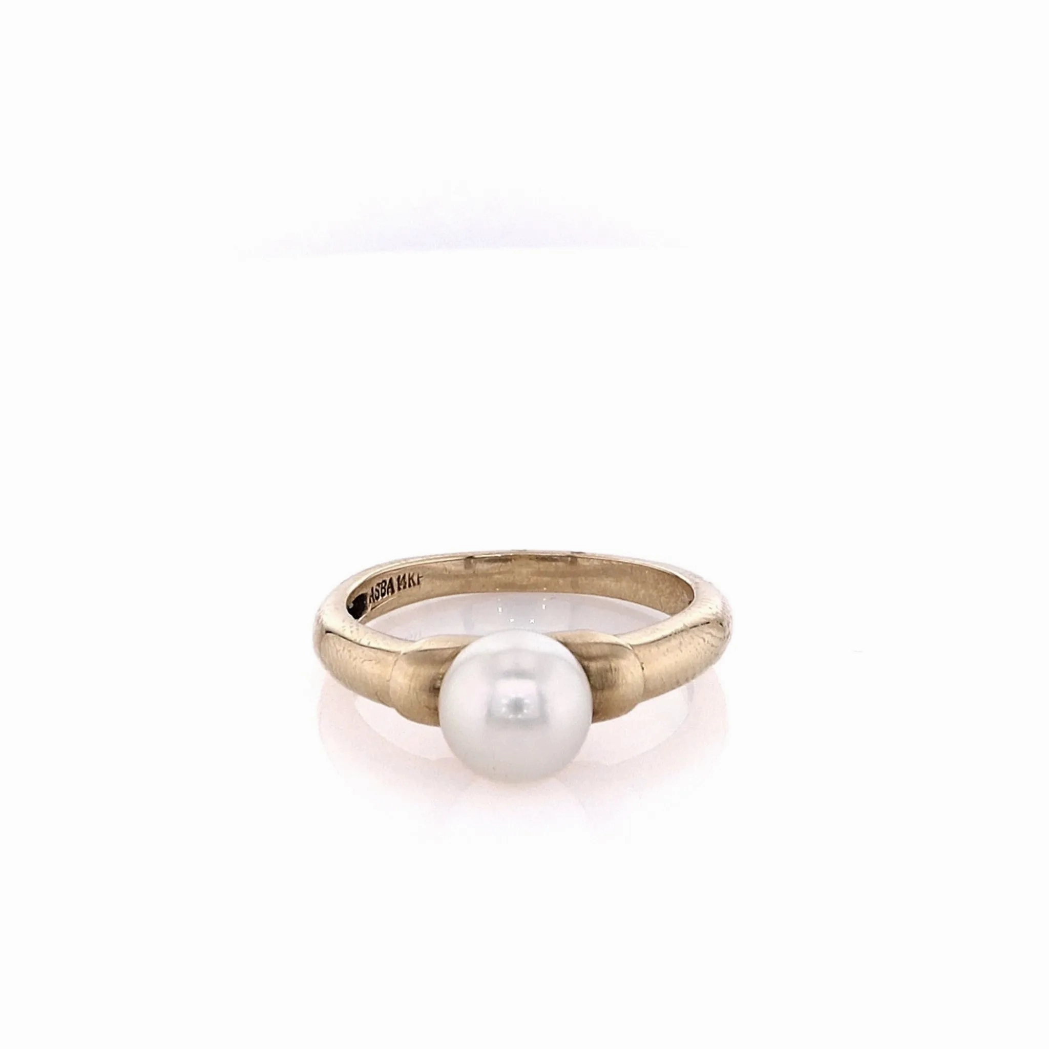Estate 14k Yellow Gold Cultured Pearl Polished Shank Ring