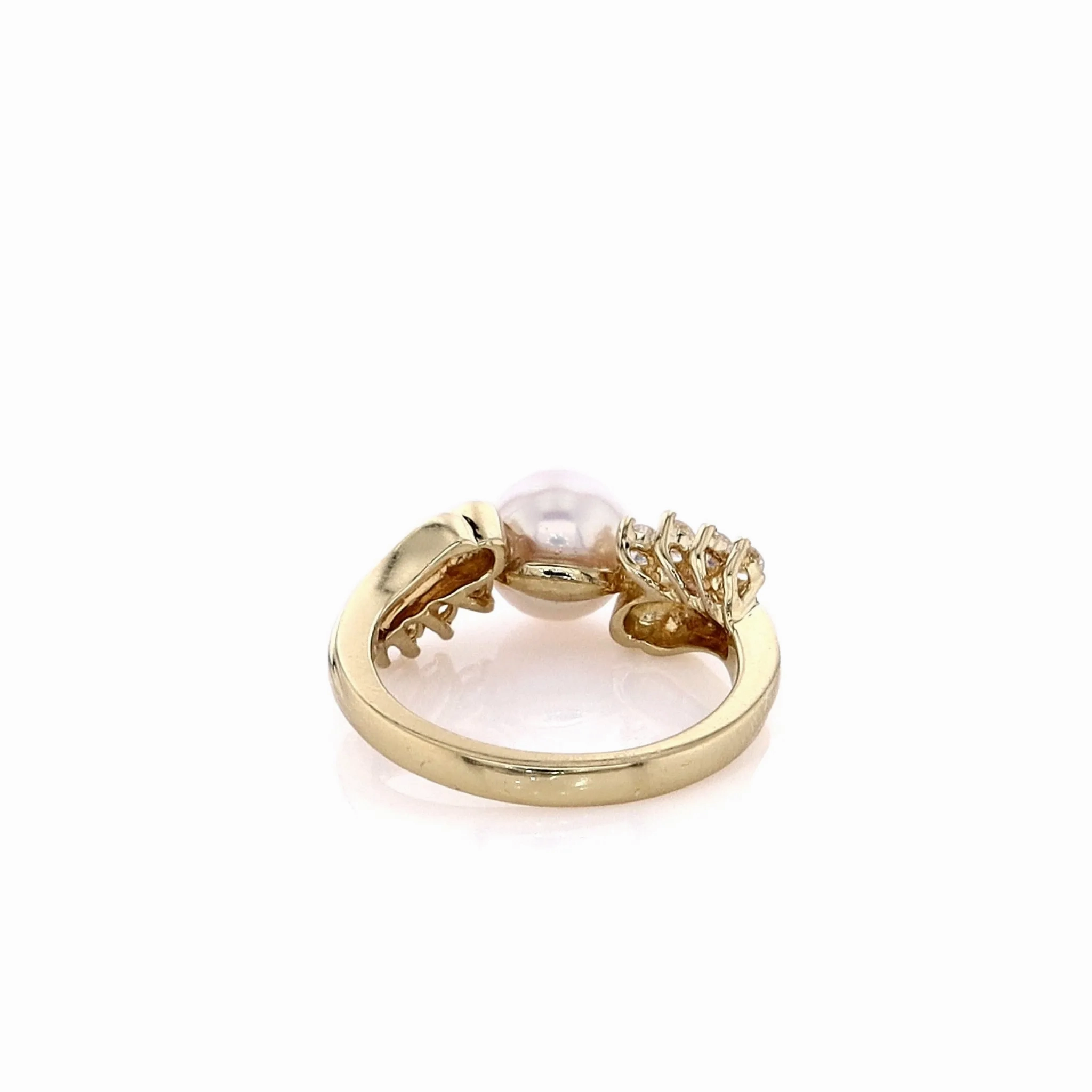 Estate 18k Yellow Gold Cultured Pearl Diamond Ring