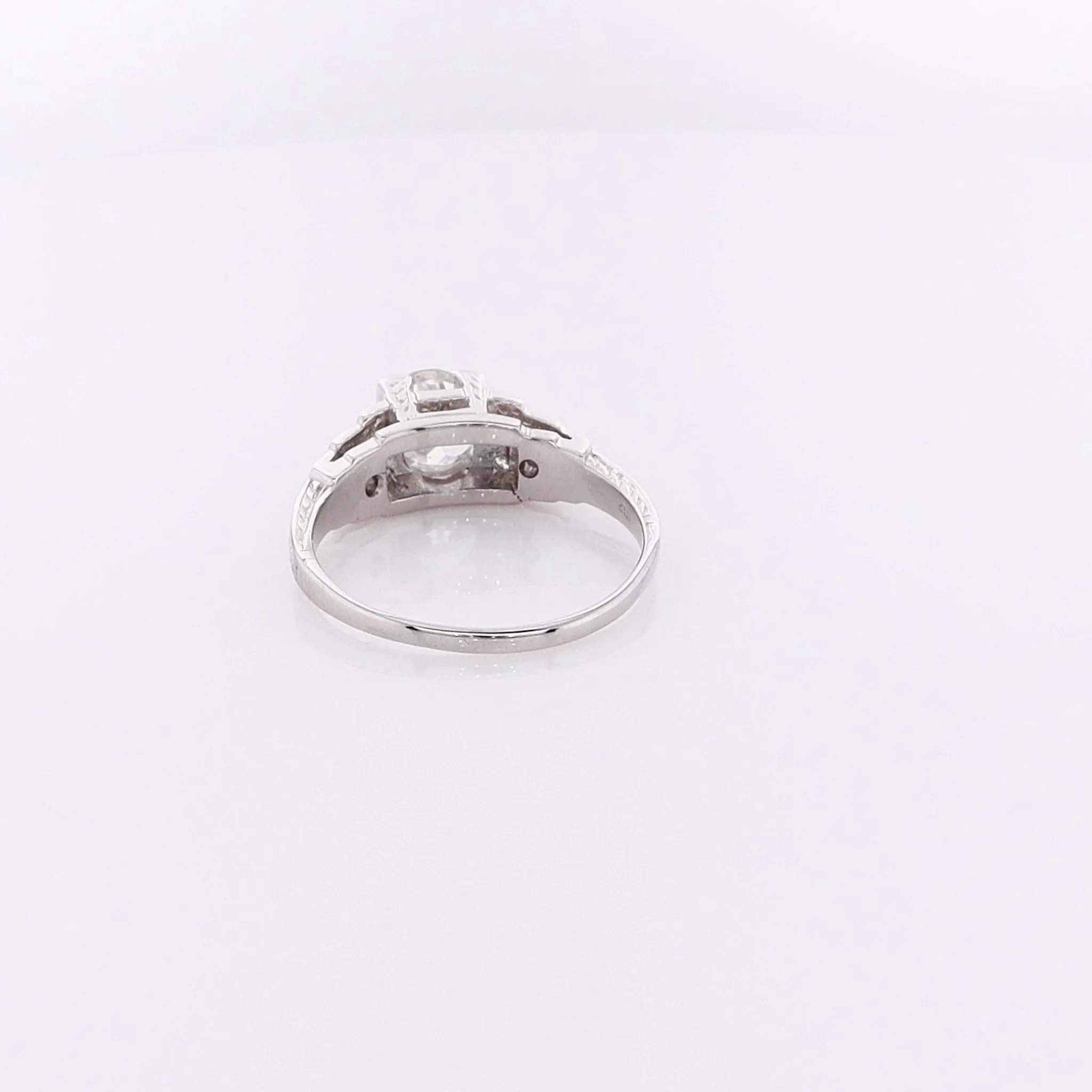 Estate 20 Karat White Gold Diamond Engagement Ring