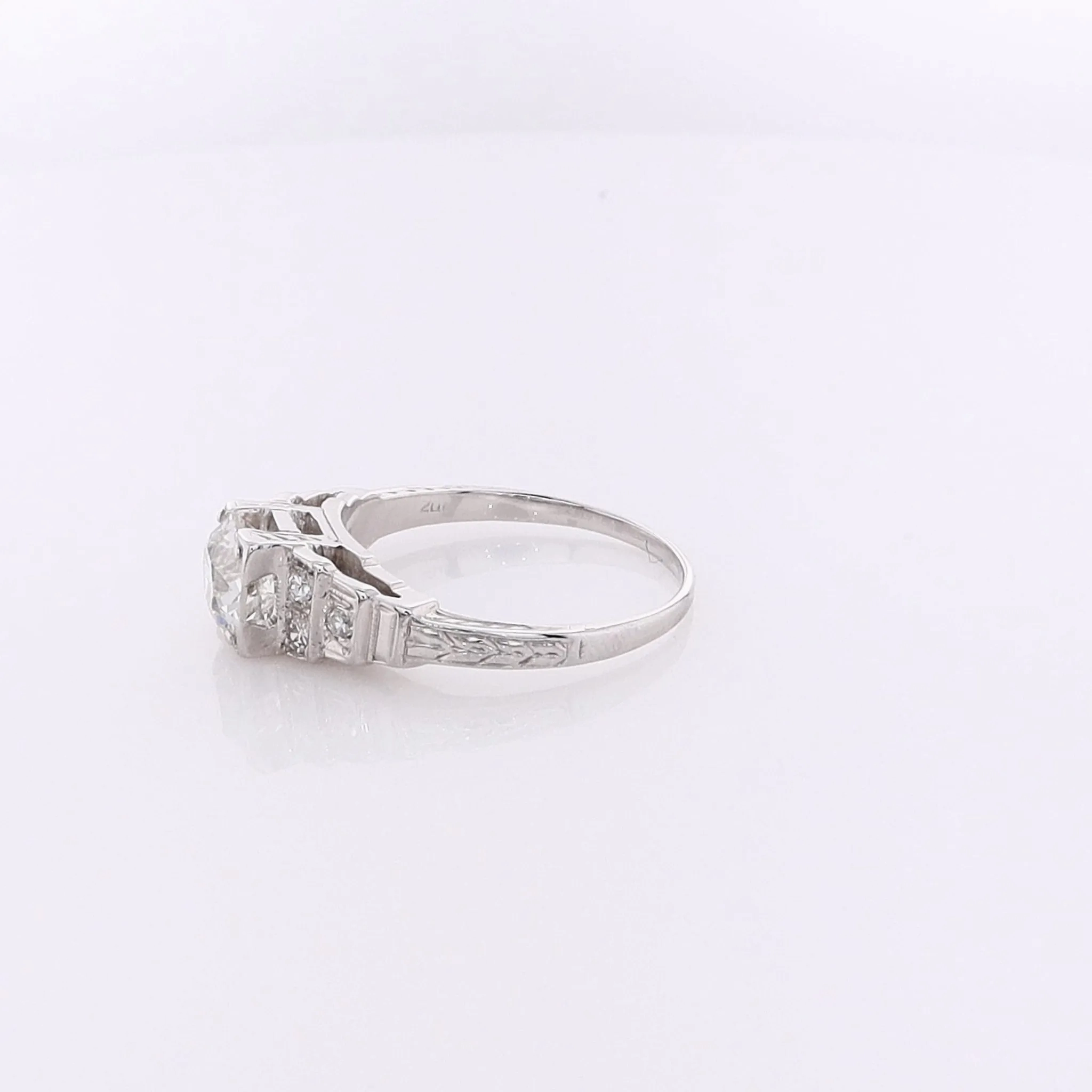 Estate 20 Karat White Gold Diamond Engagement Ring