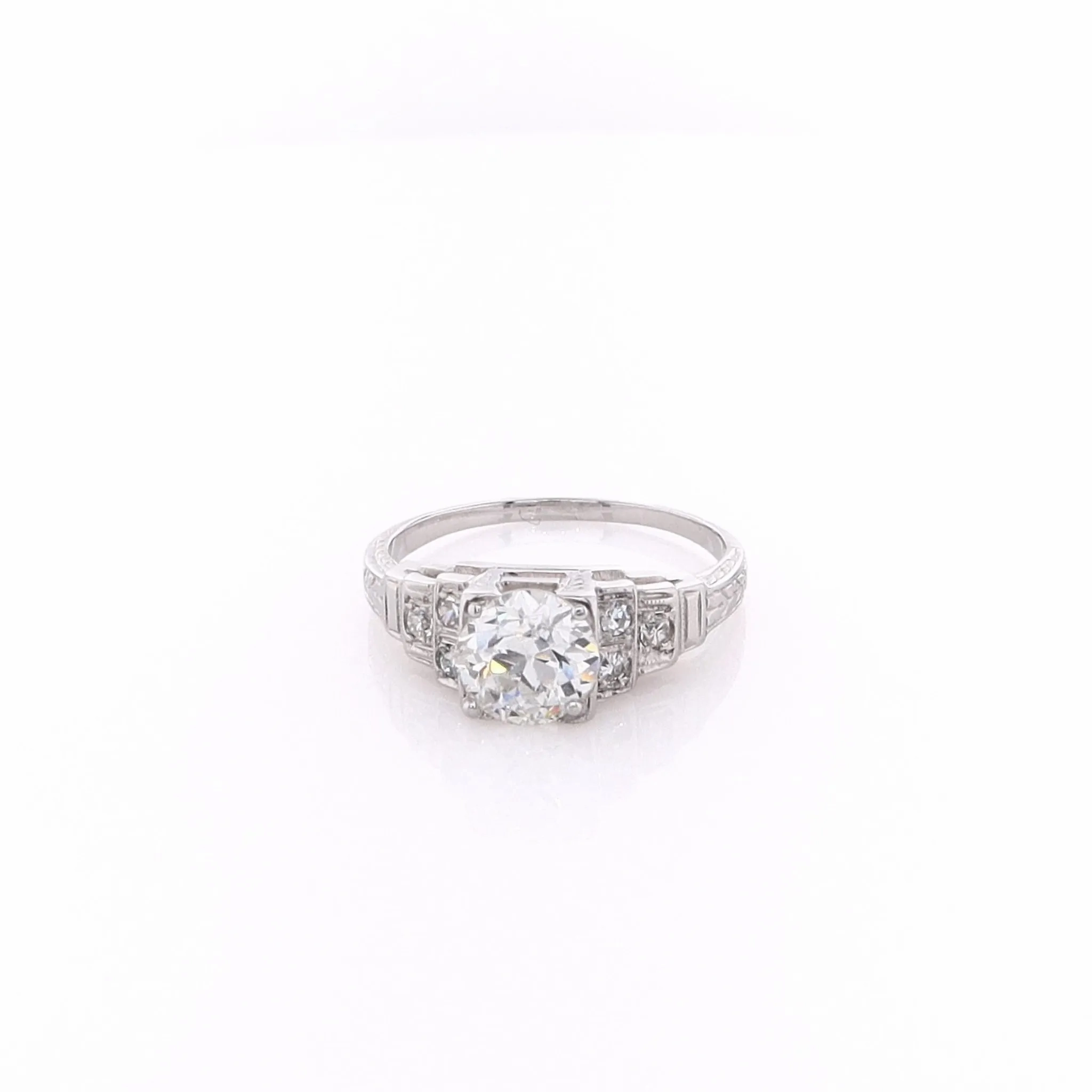 Estate 20 Karat White Gold Diamond Engagement Ring