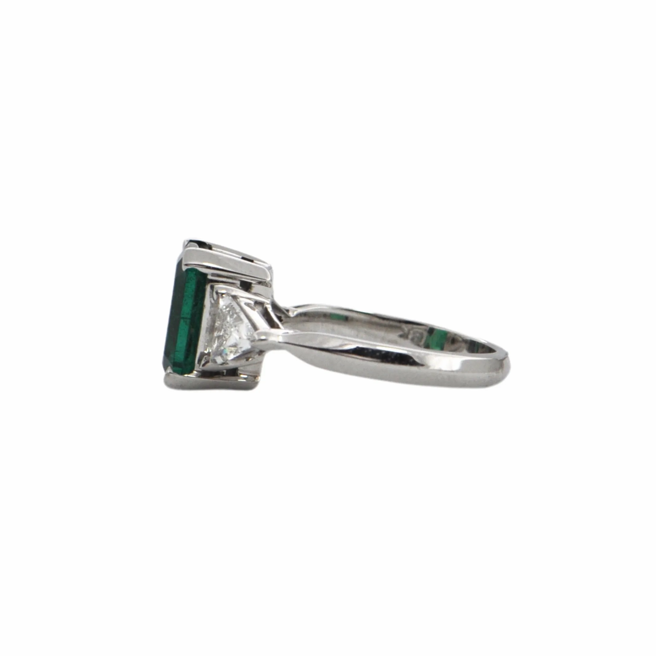 Estate Emerald and Diamond 18K White Gold Ring