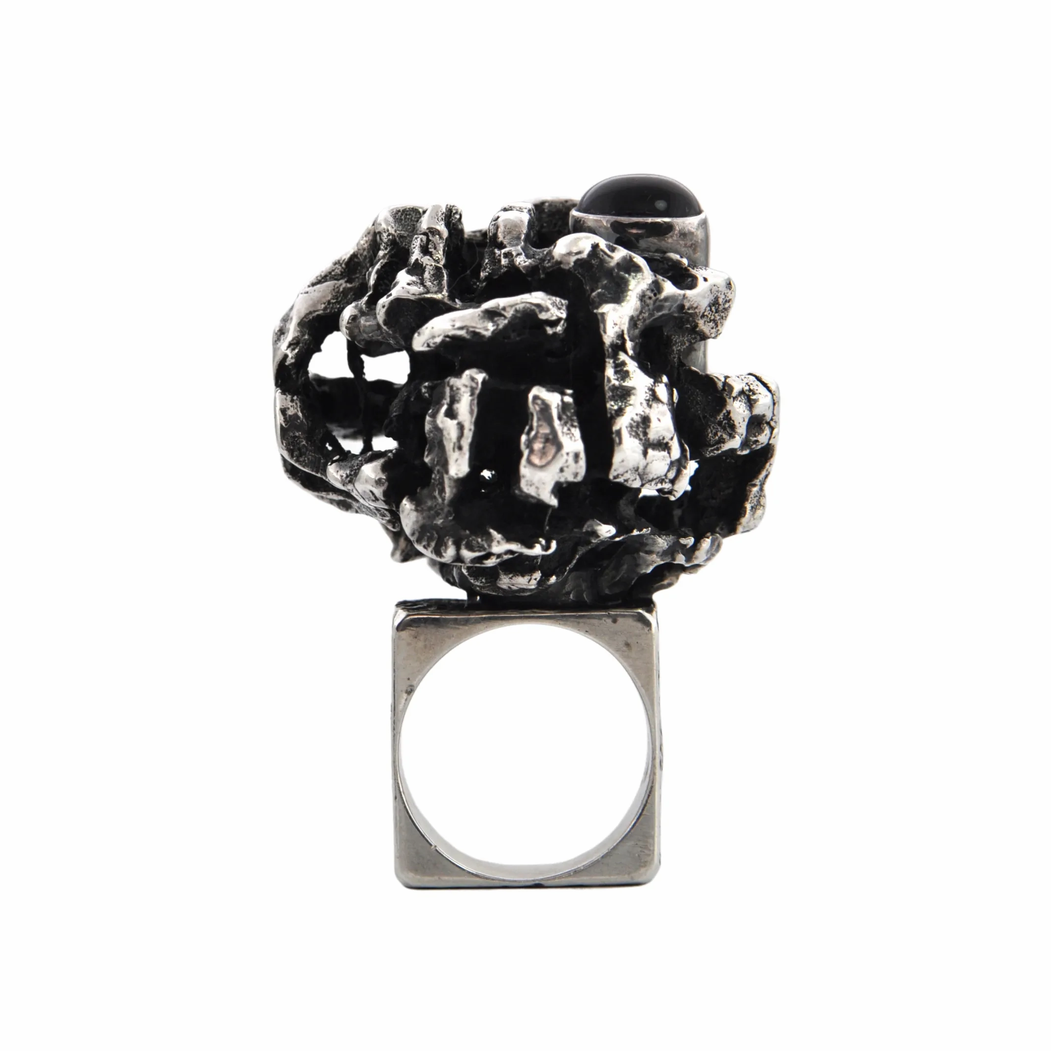 Estate Signed Walter Schluep Brutalist Style Sterling Silver Ring