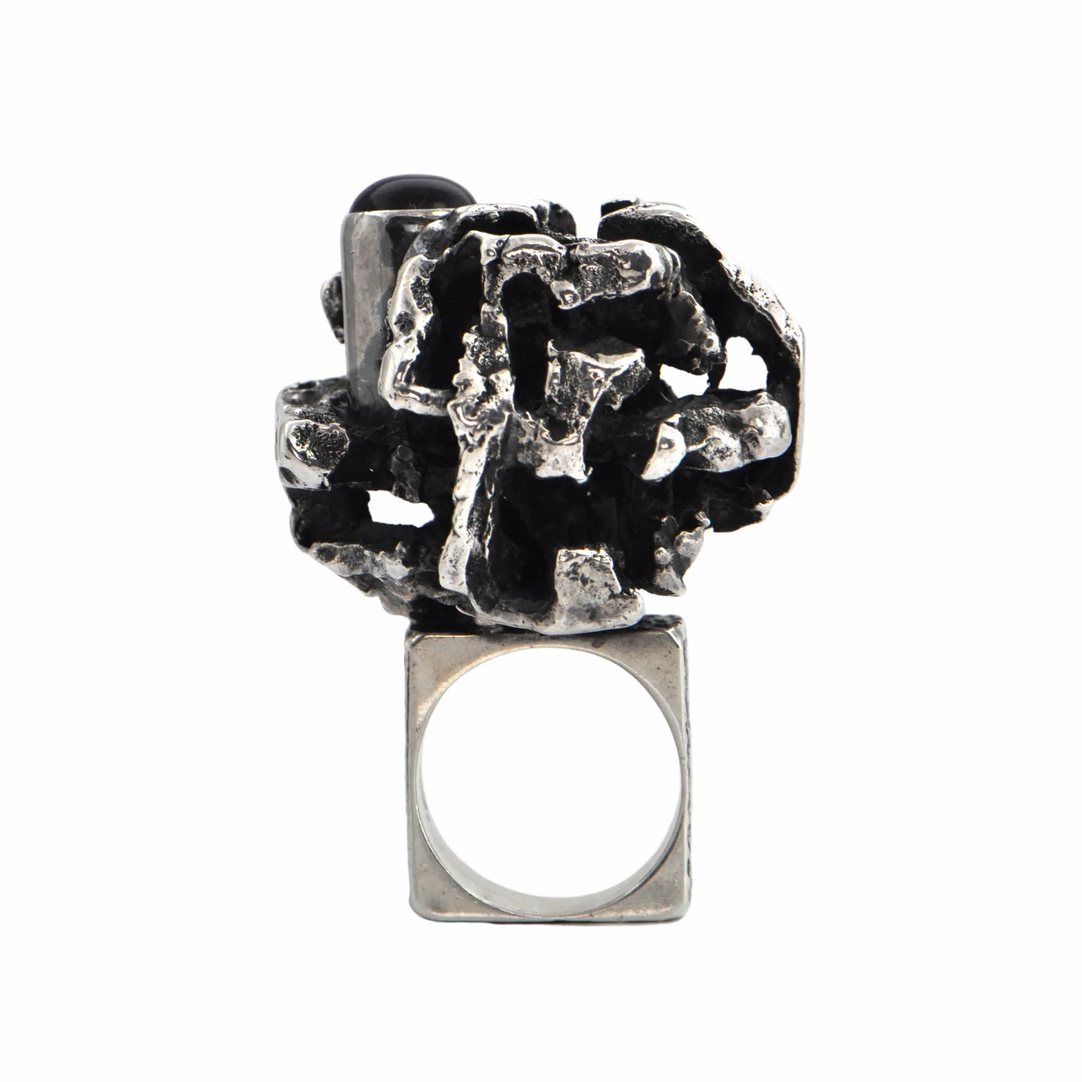 Estate Signed Walter Schluep Brutalist Style Sterling Silver Ring