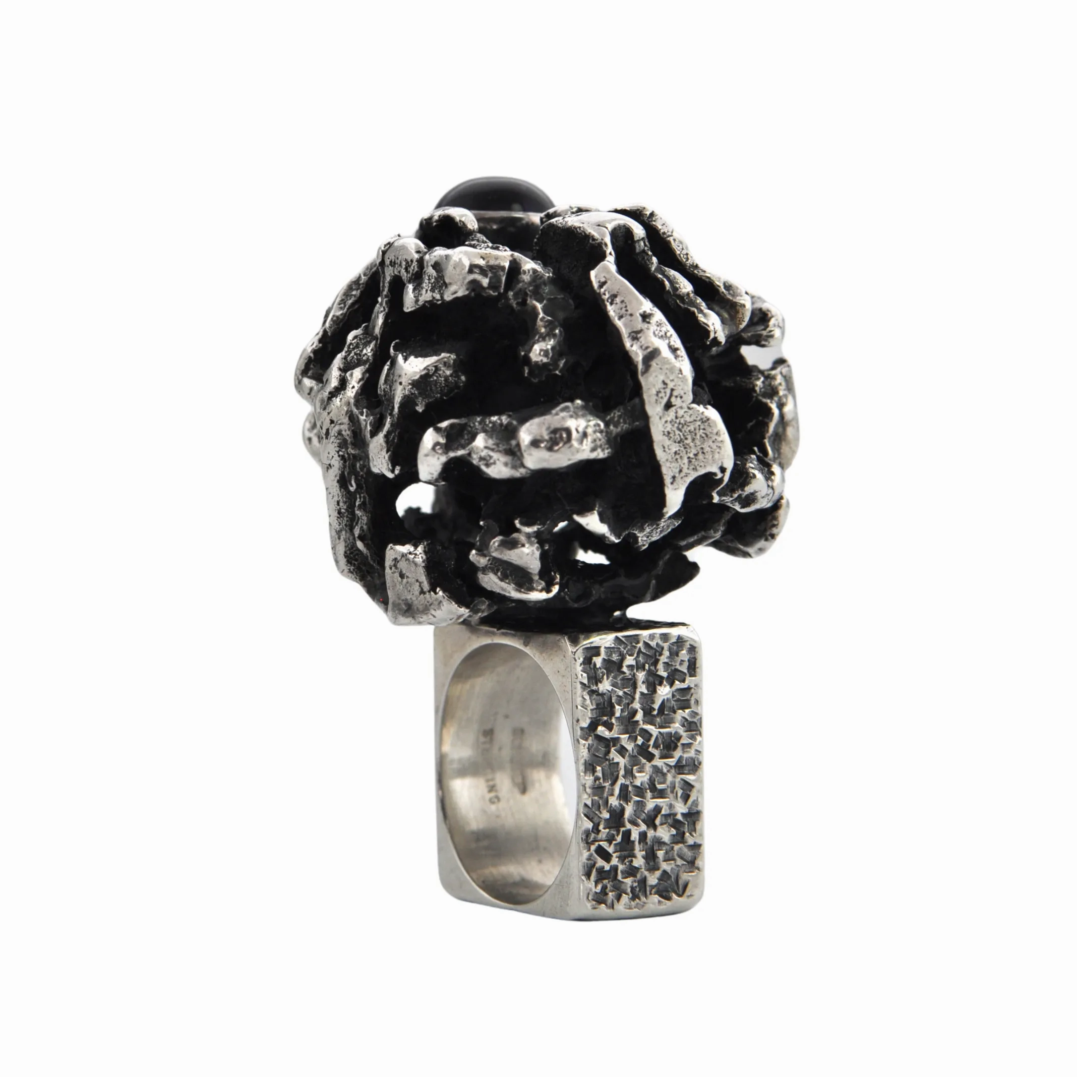 Estate Signed Walter Schluep Brutalist Style Sterling Silver Ring