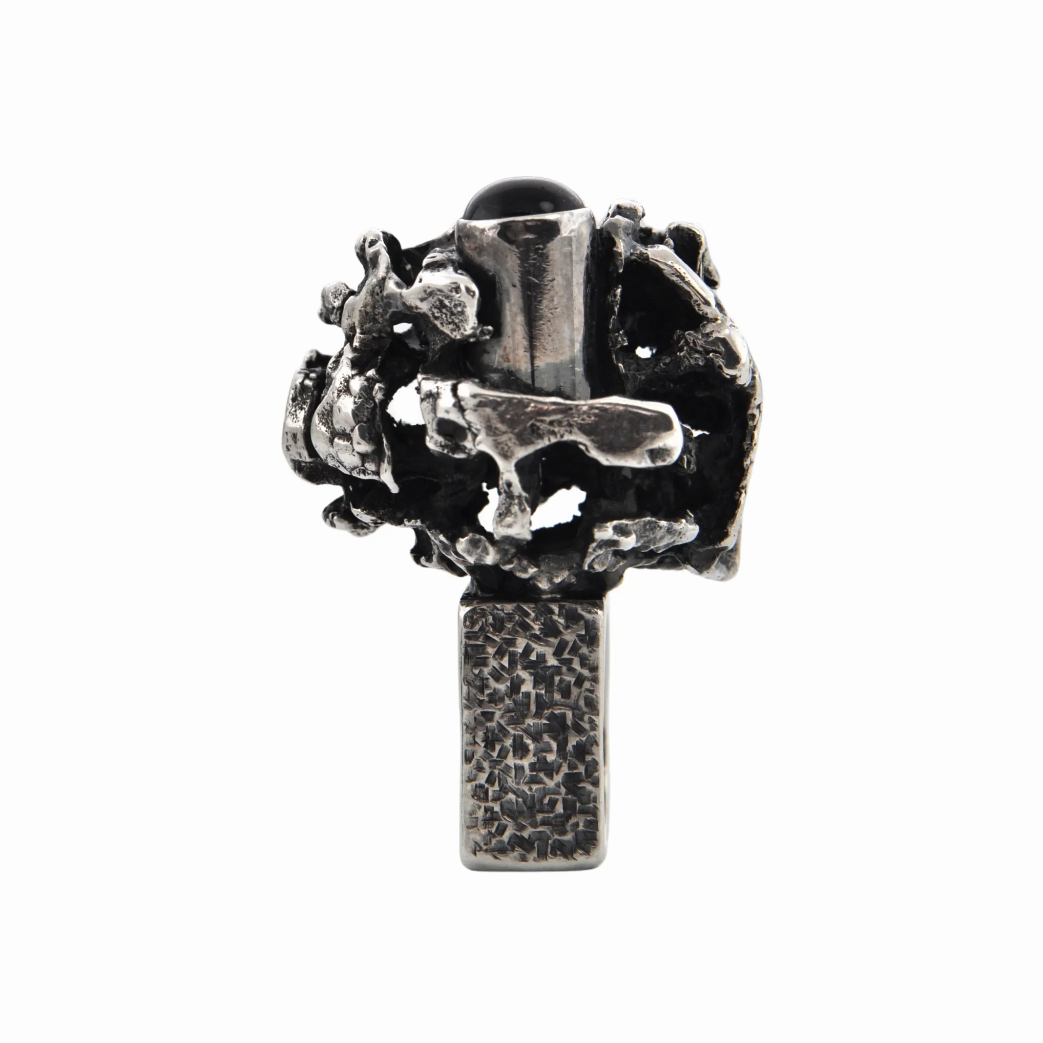 Estate Signed Walter Schluep Brutalist Style Sterling Silver Ring