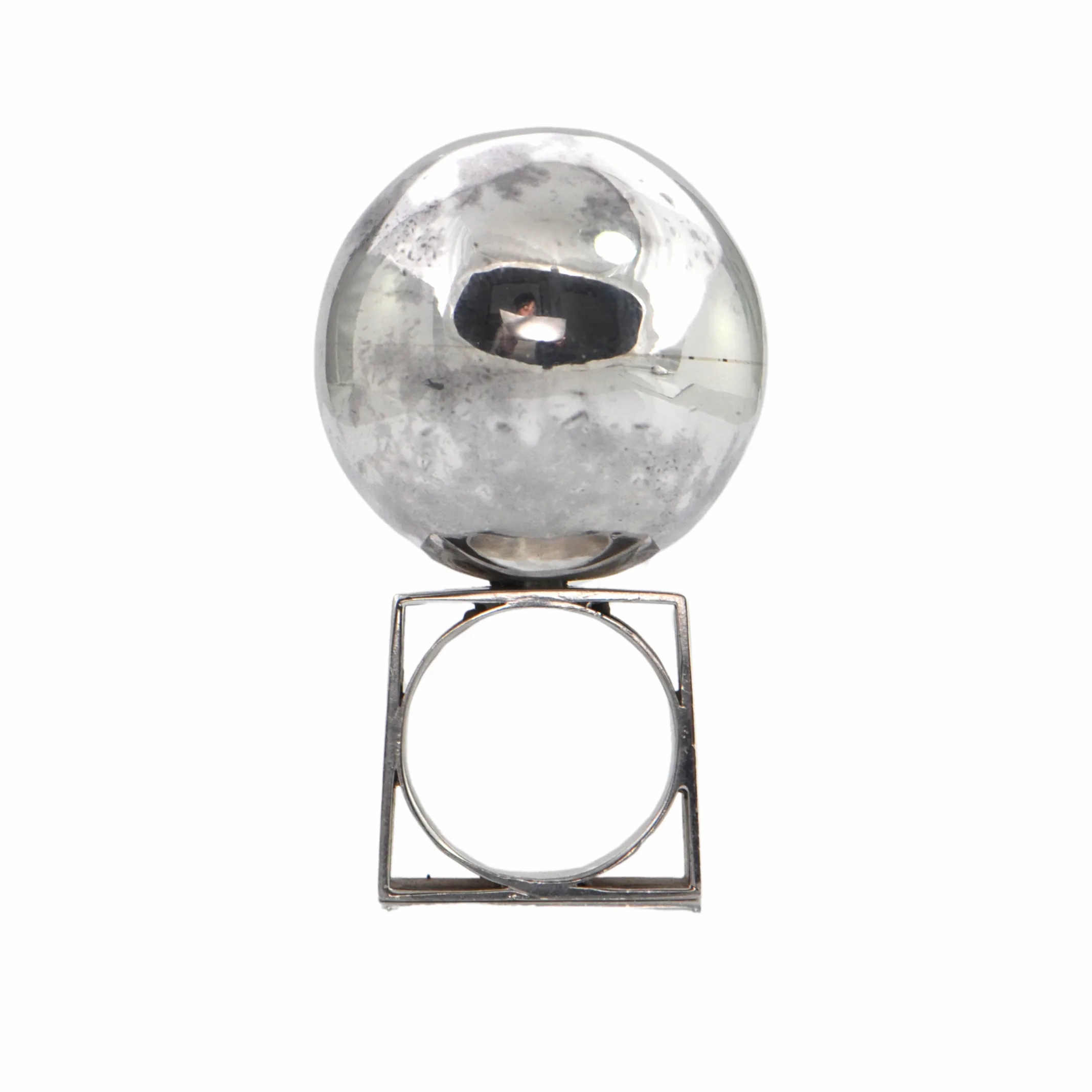 Estate Signed Walter Schluep Sterling Extra Large Ball Ring