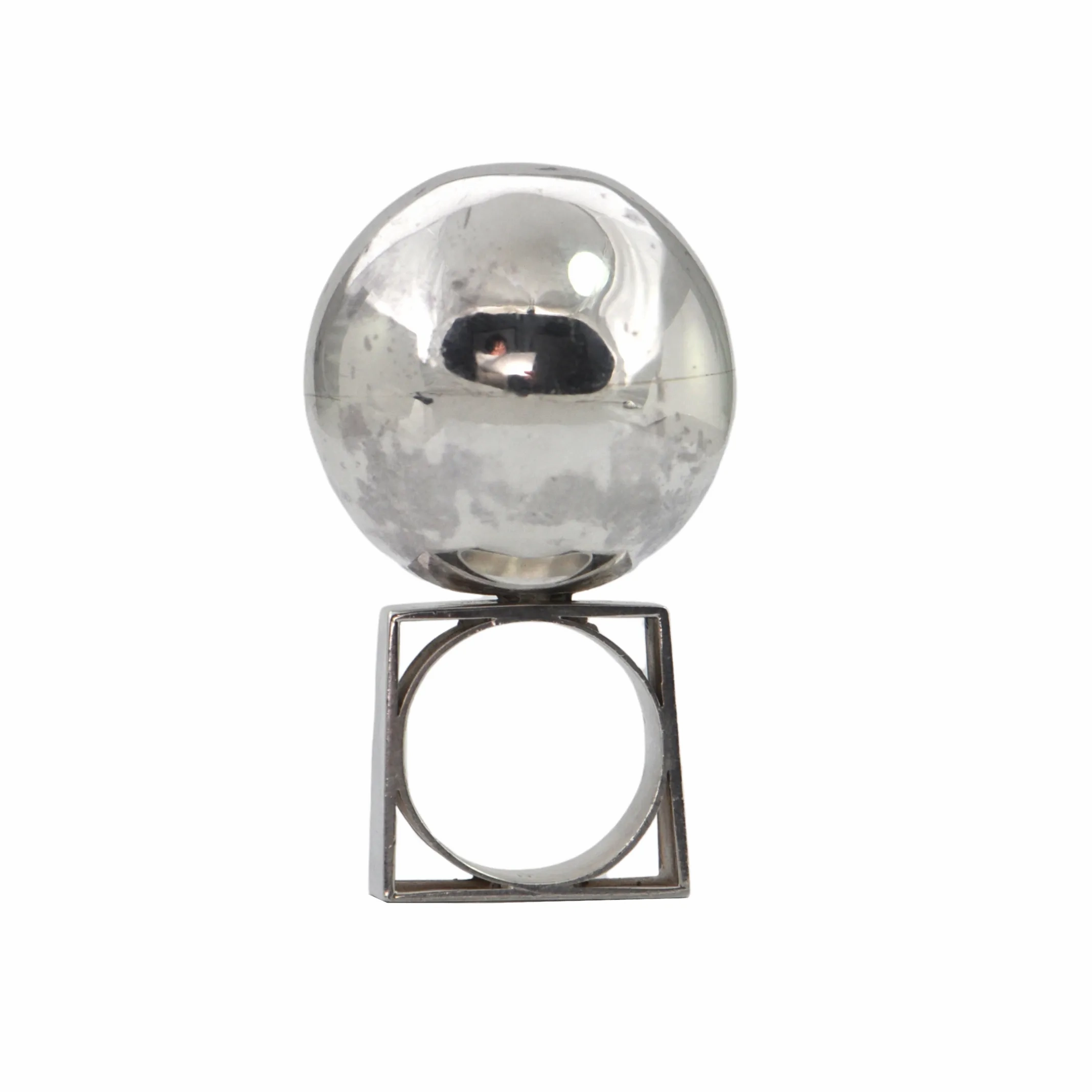 Estate Signed Walter Schluep Sterling Extra Large Ball Ring
