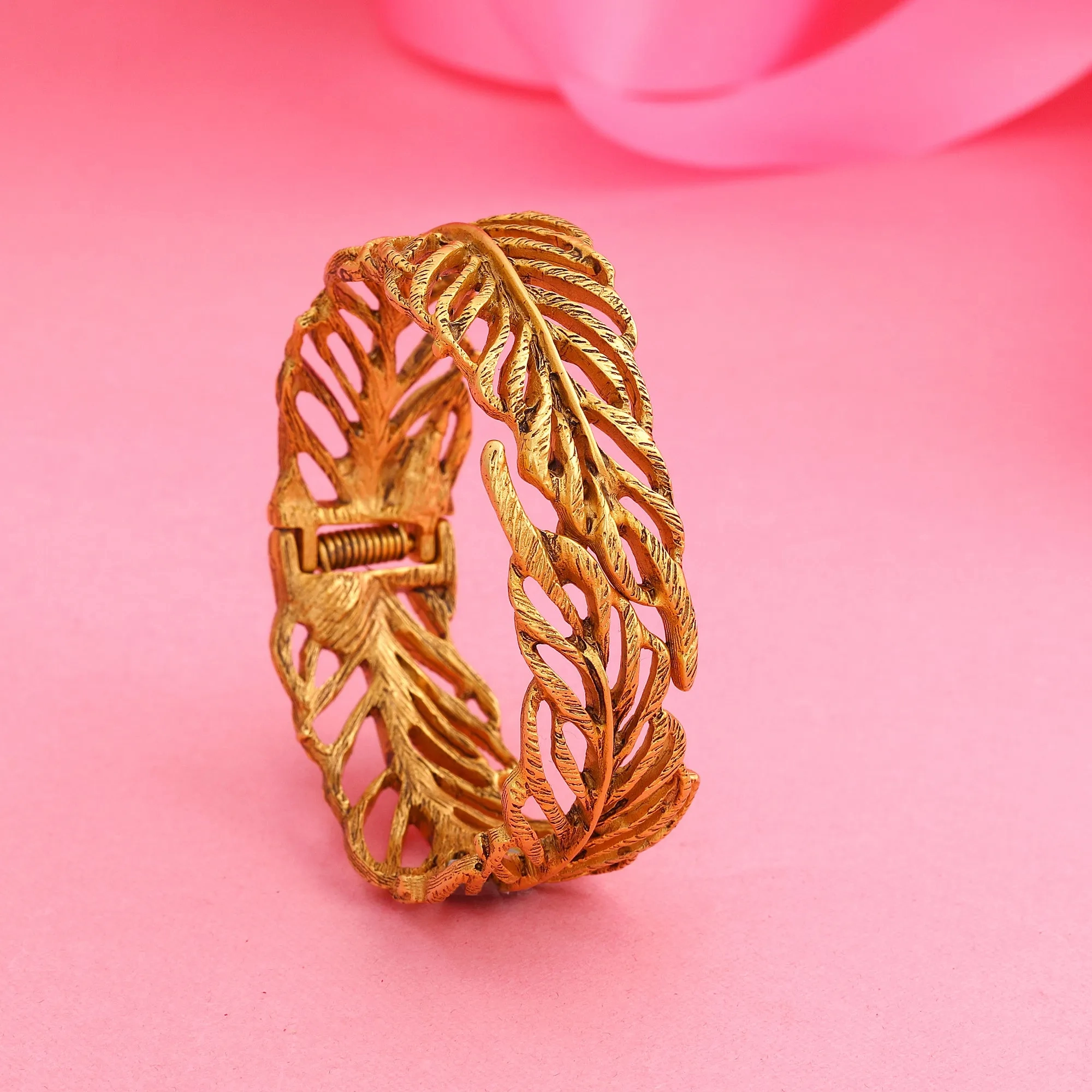 Estele Antique Gold Plated Contemporary Fashion 2:4 Size Bangle Bracelet for Women| Perfect Blend of Modern Style and Grace