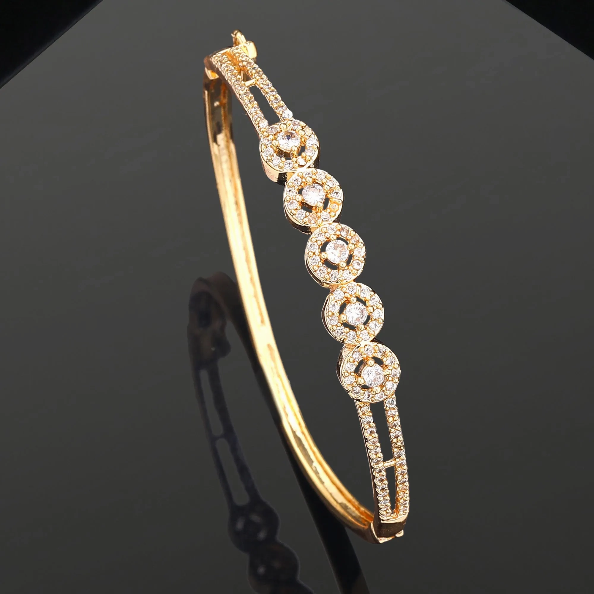 Estele Eternal Radiance: Delicate &amp; Lightweight American Diamond Bracelet with Glossy Gold Plated for Women A Statement of Luxury &amp; Grace