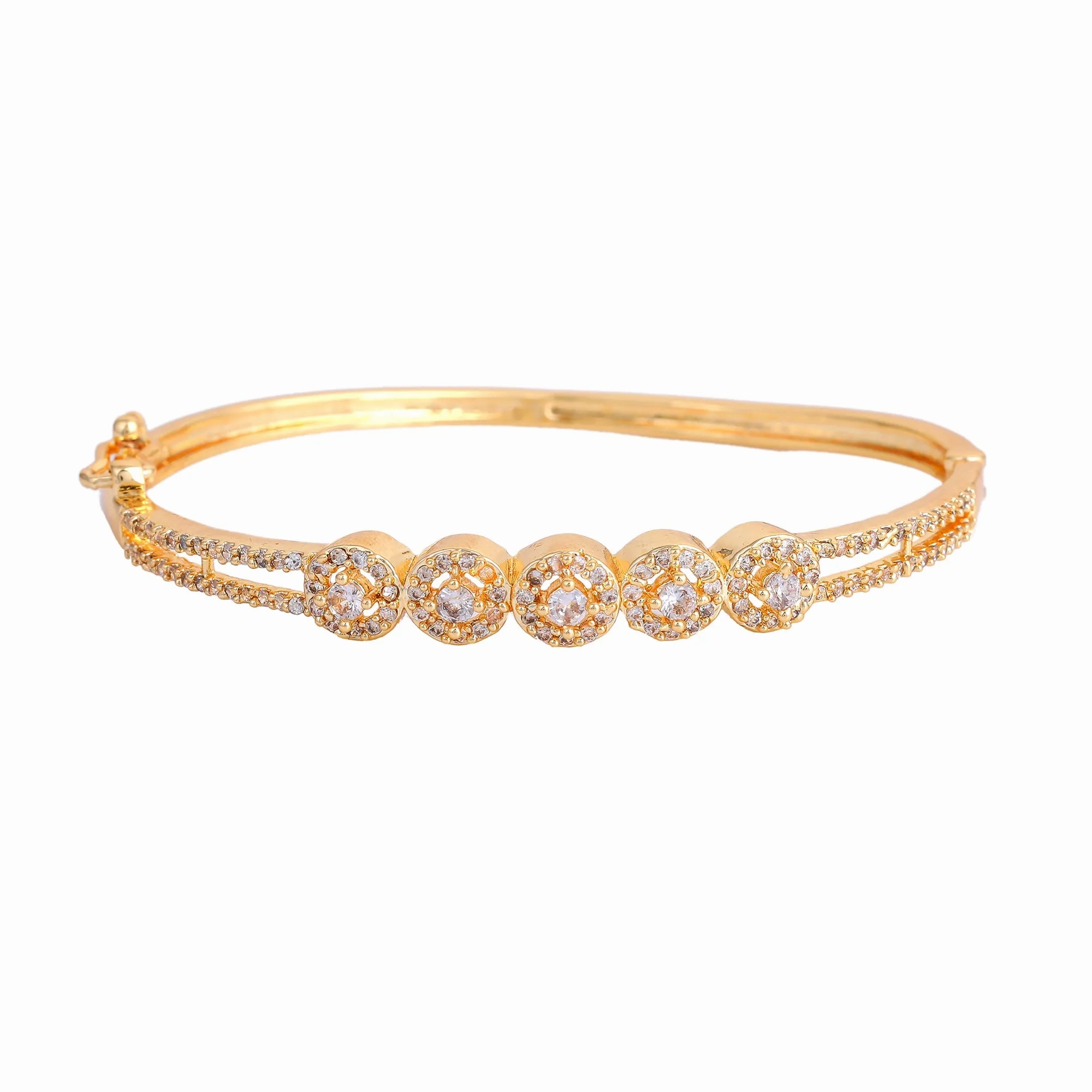 Estele Eternal Radiance: Delicate &amp; Lightweight American Diamond Bracelet with Glossy Gold Plated for Women A Statement of Luxury &amp; Grace