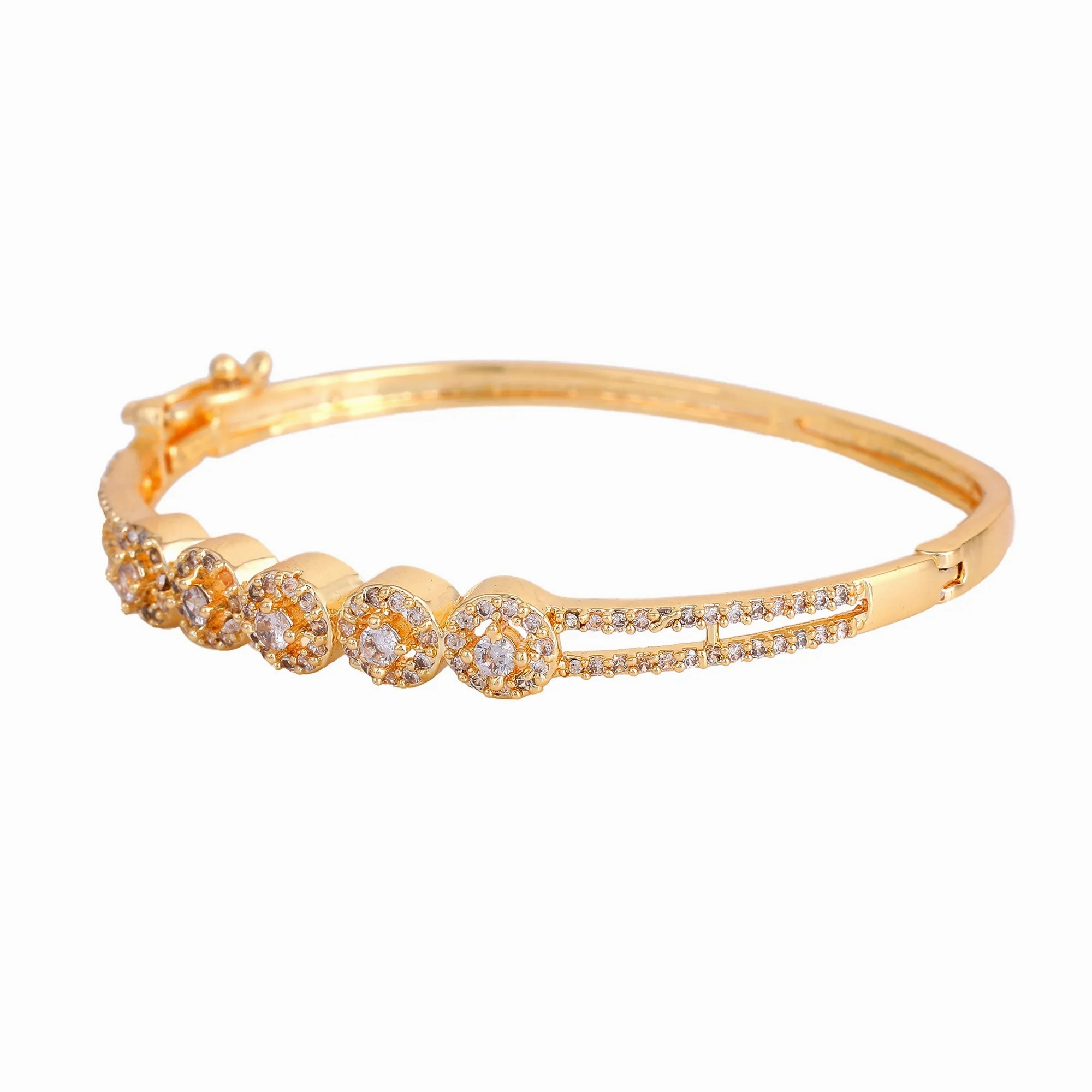 Estele Eternal Radiance: Delicate &amp; Lightweight American Diamond Bracelet with Glossy Gold Plated for Women A Statement of Luxury &amp; Grace