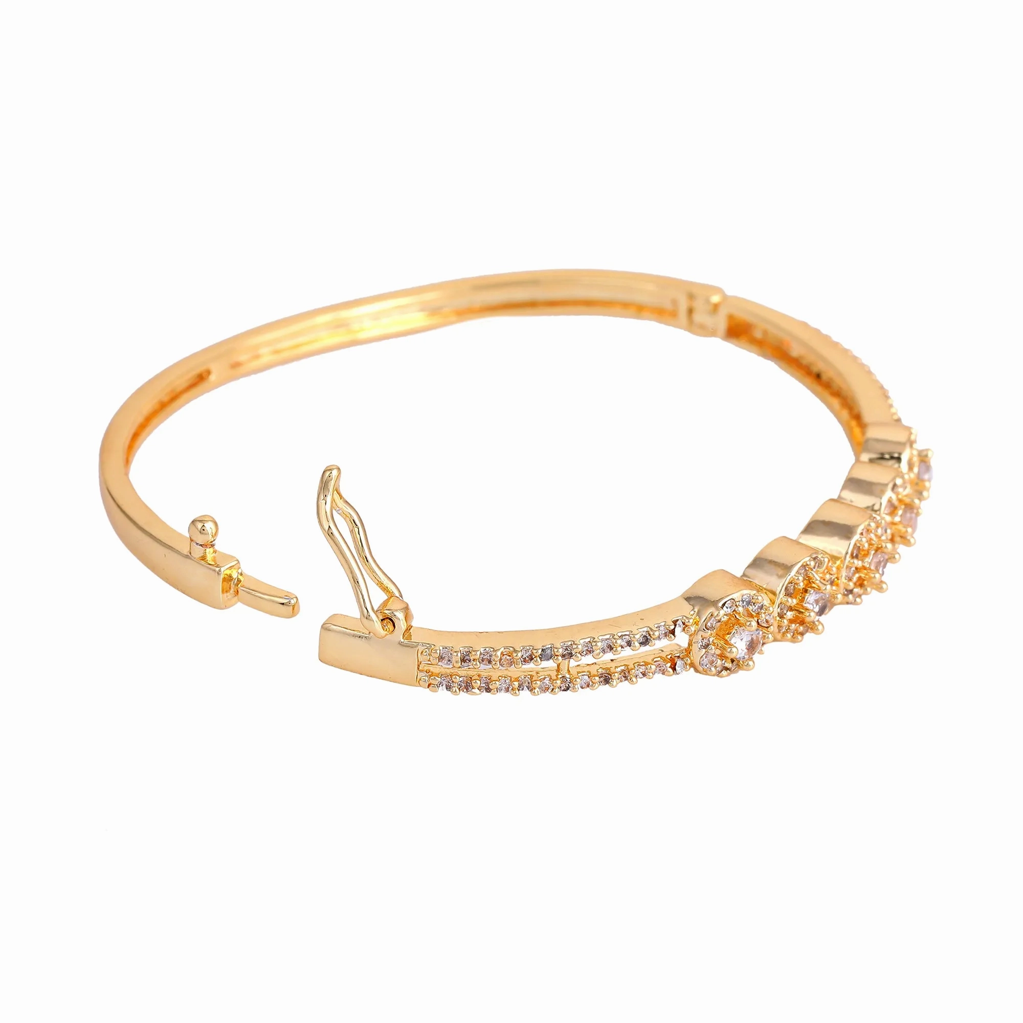 Estele Eternal Radiance: Delicate &amp; Lightweight American Diamond Bracelet with Glossy Gold Plated for Women A Statement of Luxury &amp; Grace